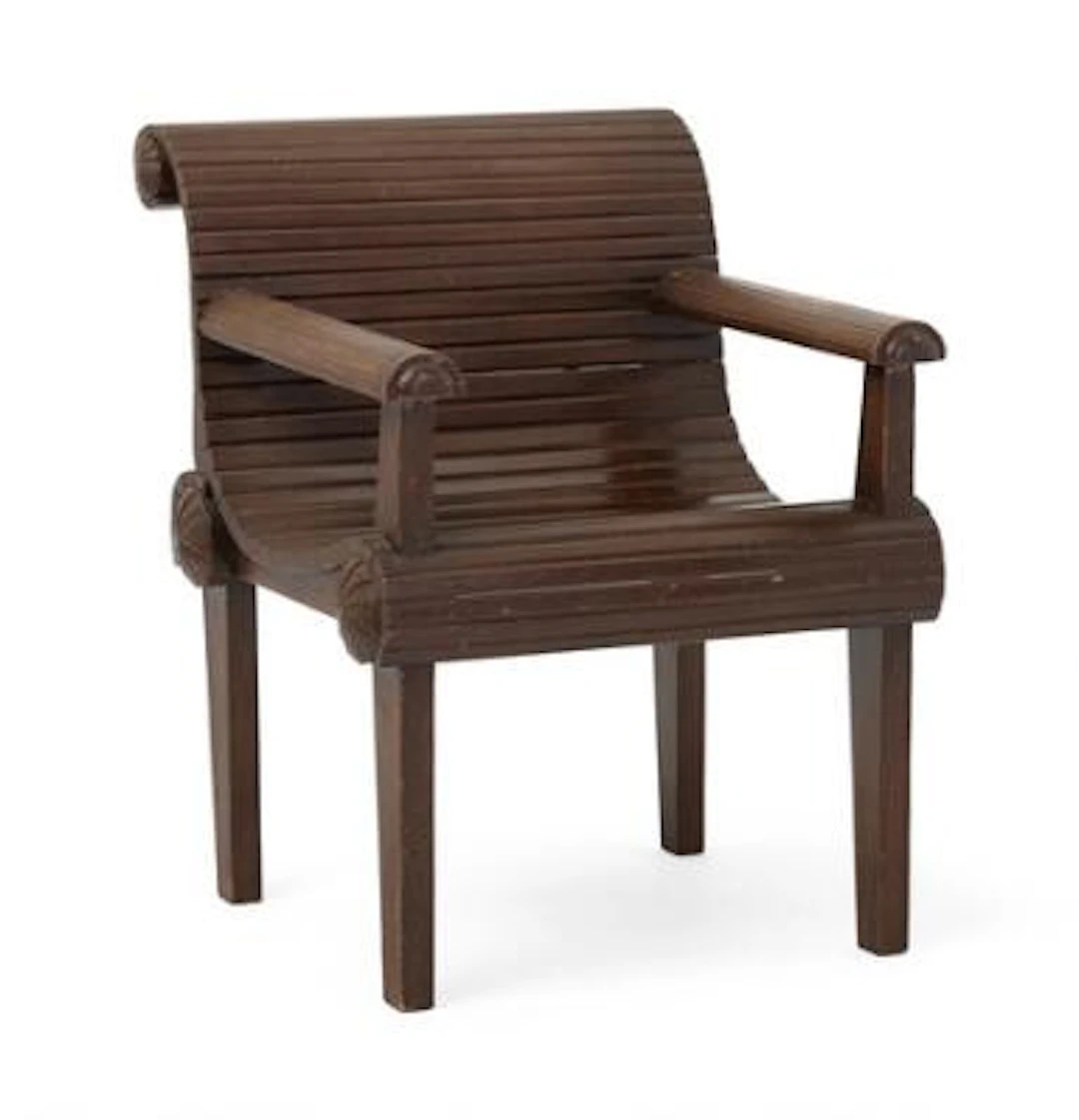 Unknown design: Wood grained Art Deco armchair. Made circa 1930s.