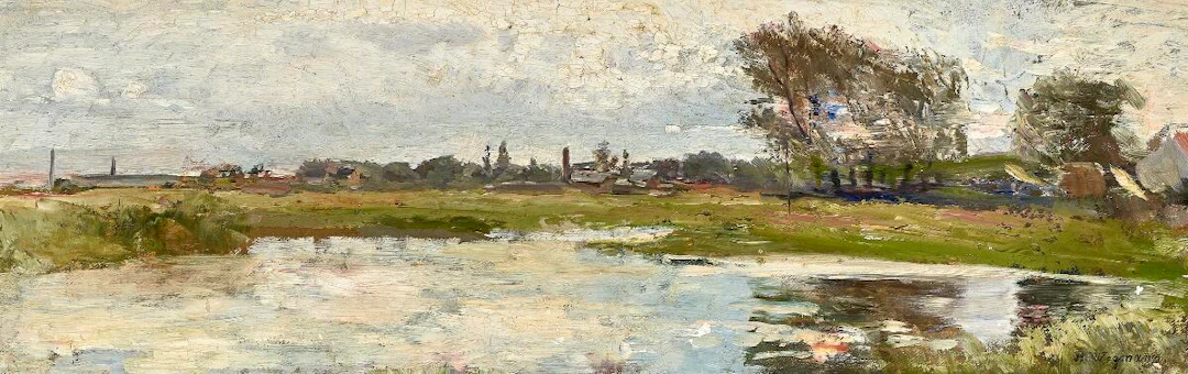 Bertha Wegmann: Landscape with a lake. Signed B. Wegmann. Oil on canvas.