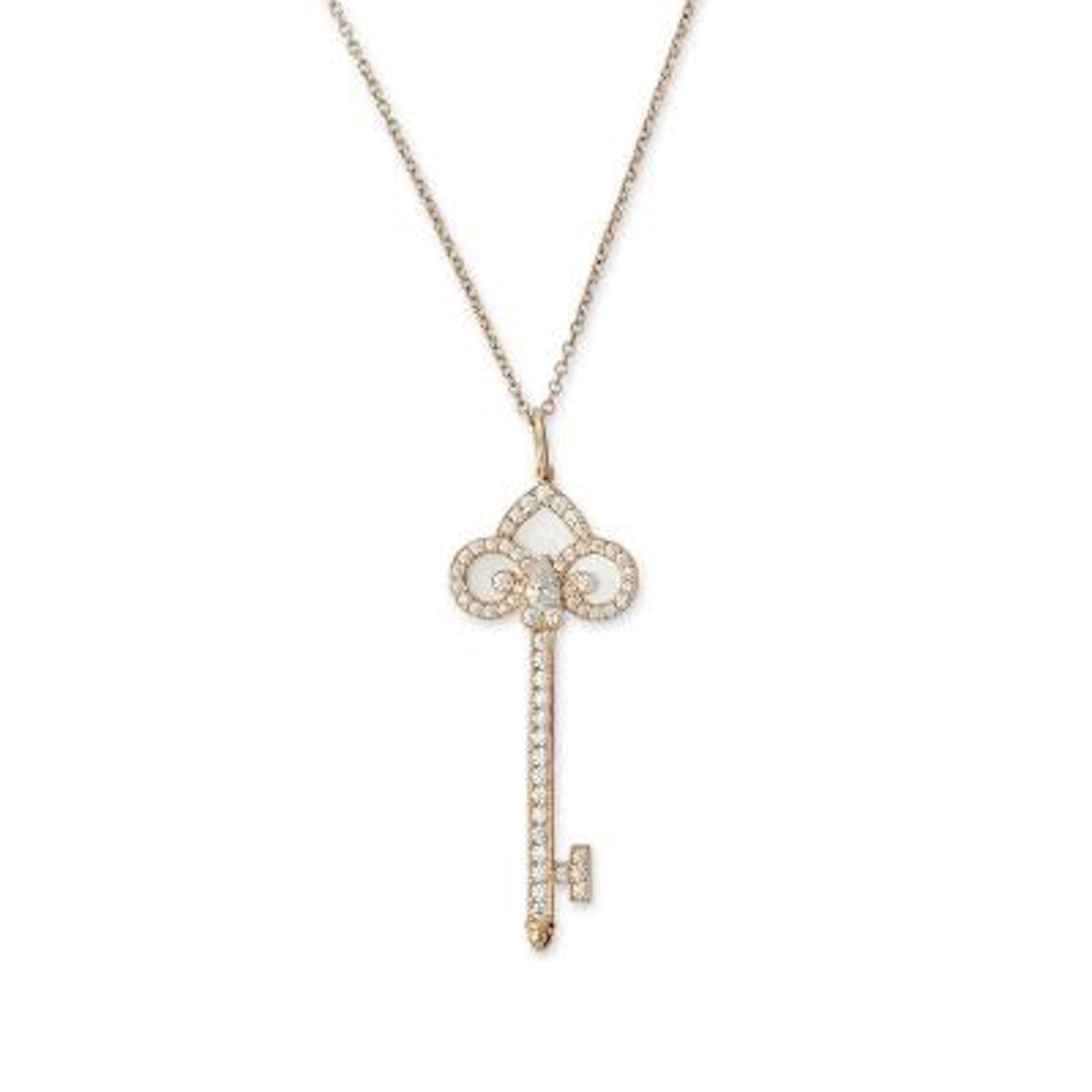 Tiffany & Co.: A "Fleur de Lis Key" pendant, mounted in 18k rose gold.