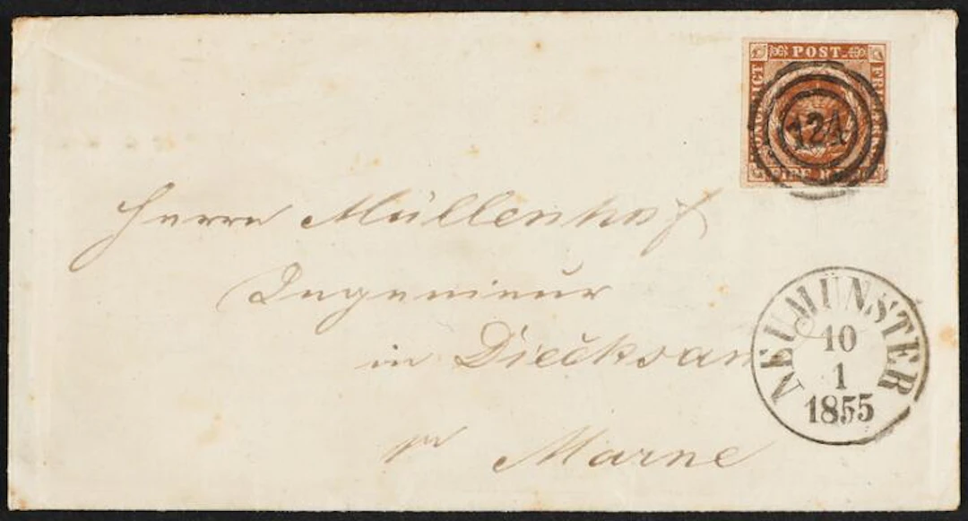 1854. 4 RBS, nut brown. Thiele III. Plate III, no. 26. Excellent cover