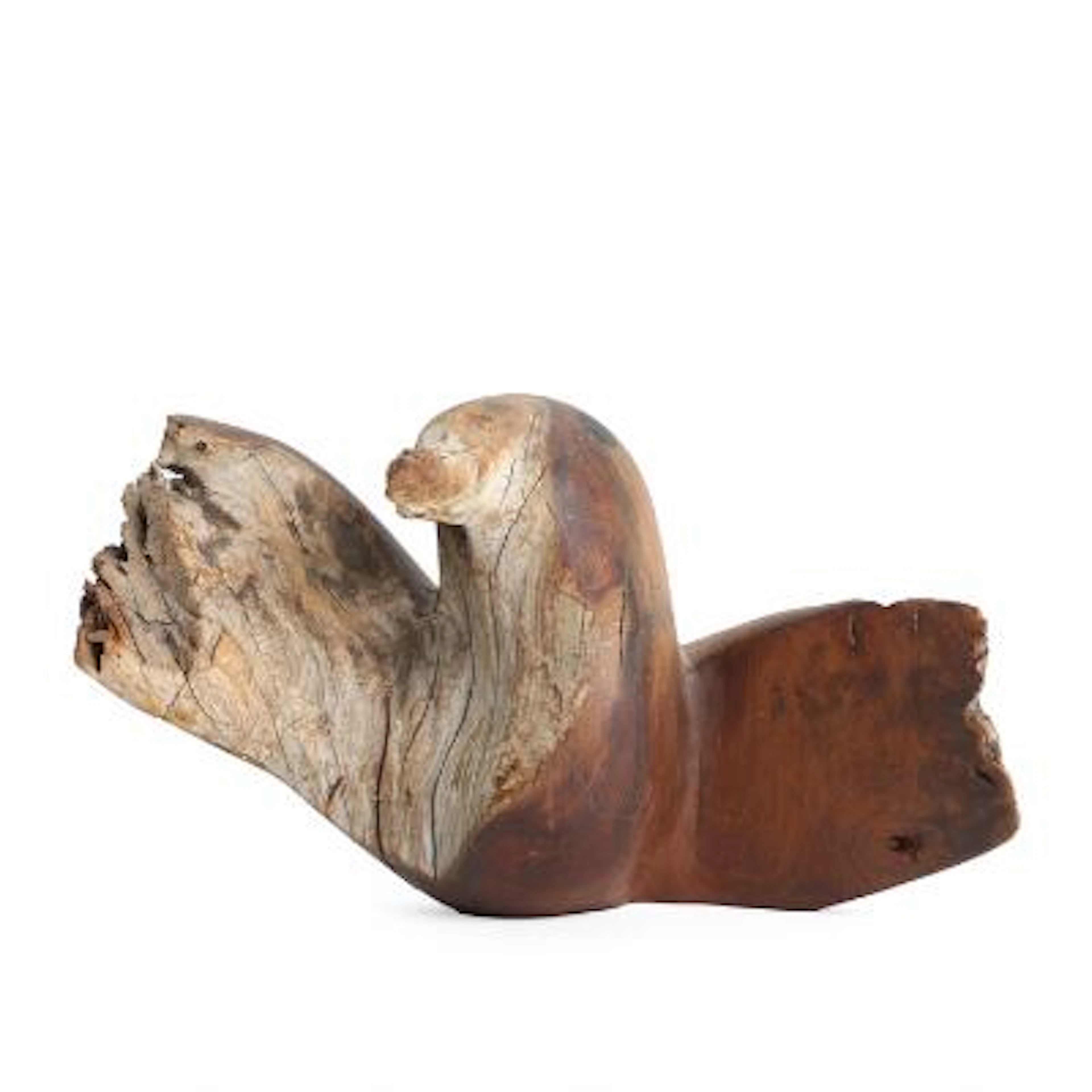 Jacob Hermann: Bird. Signed monogram. A partly carved walnut figure
