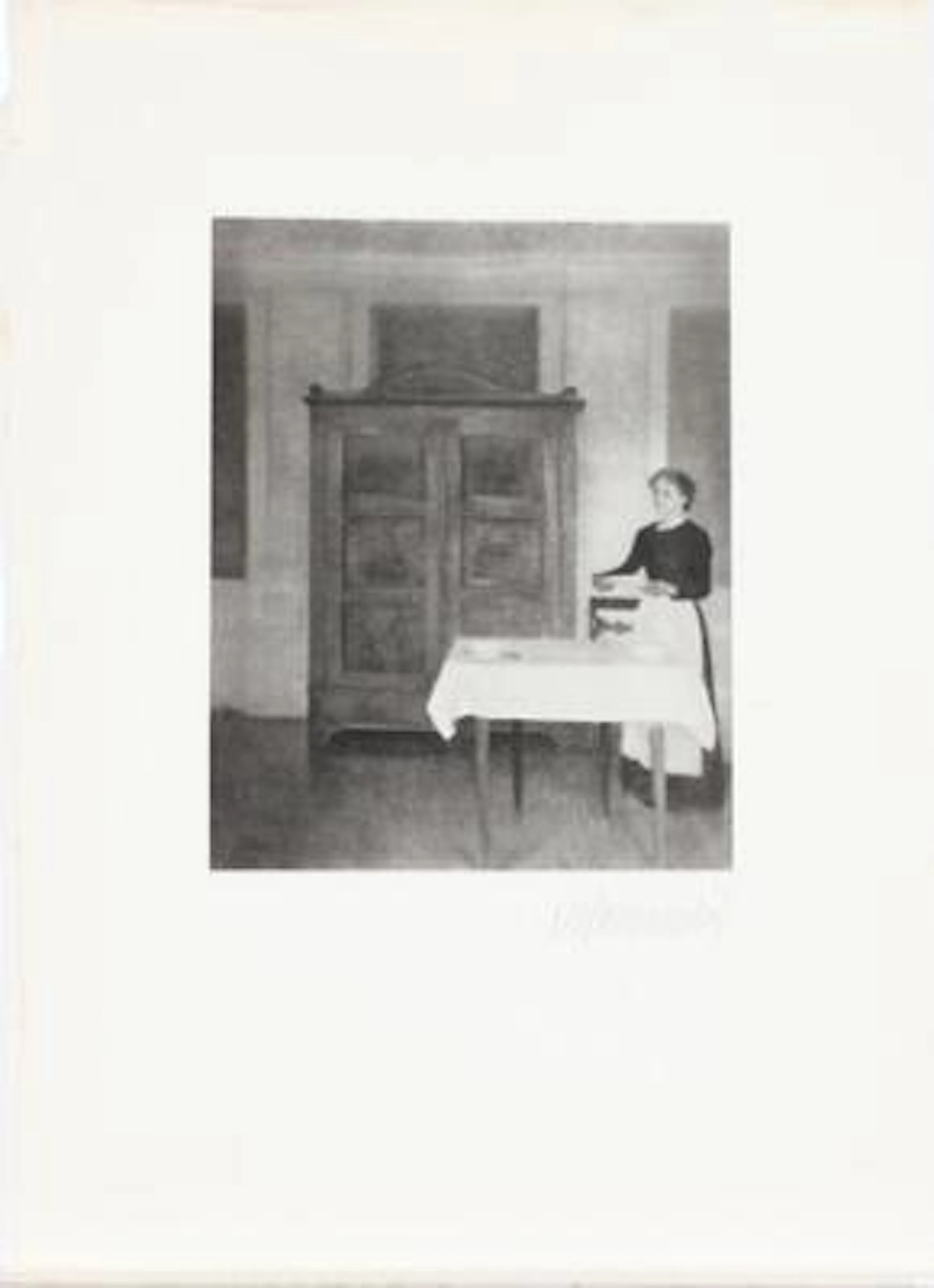 Vilhelm Hammershøi: Interior. The girl is setting the table. Ny Bakkehus