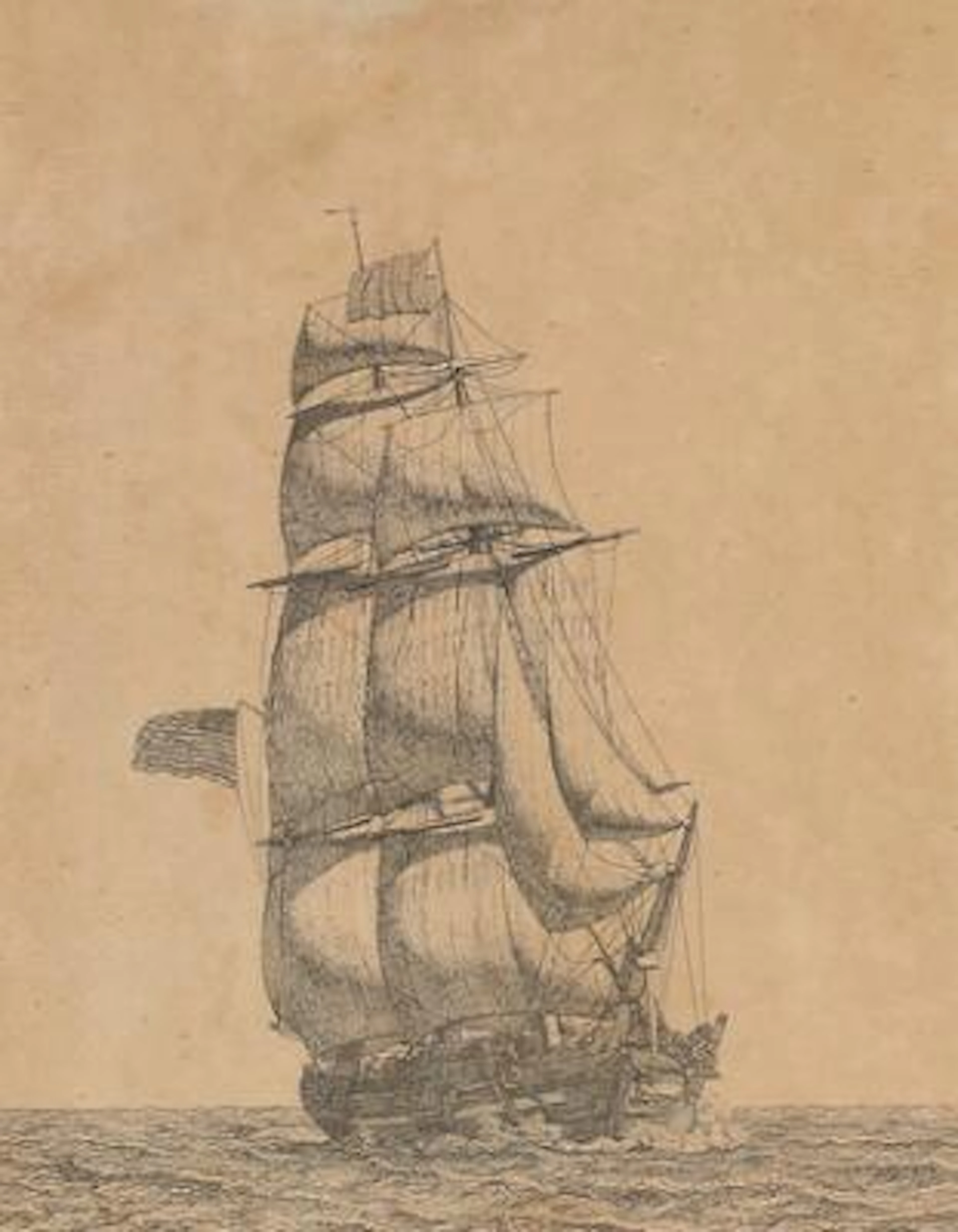 C. W. Eckersberg: “En Nordamerikansk Brig”. A North American brig.