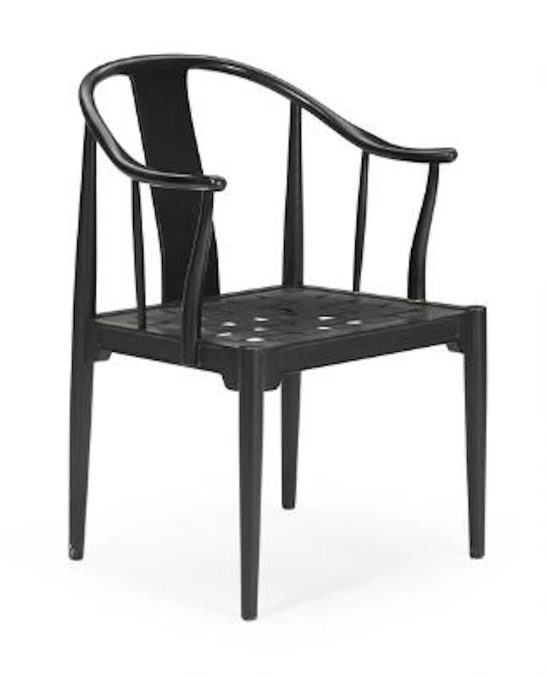 Hans J. Wegner: "China-Chair". Armchair with blacklacquered ash frame.