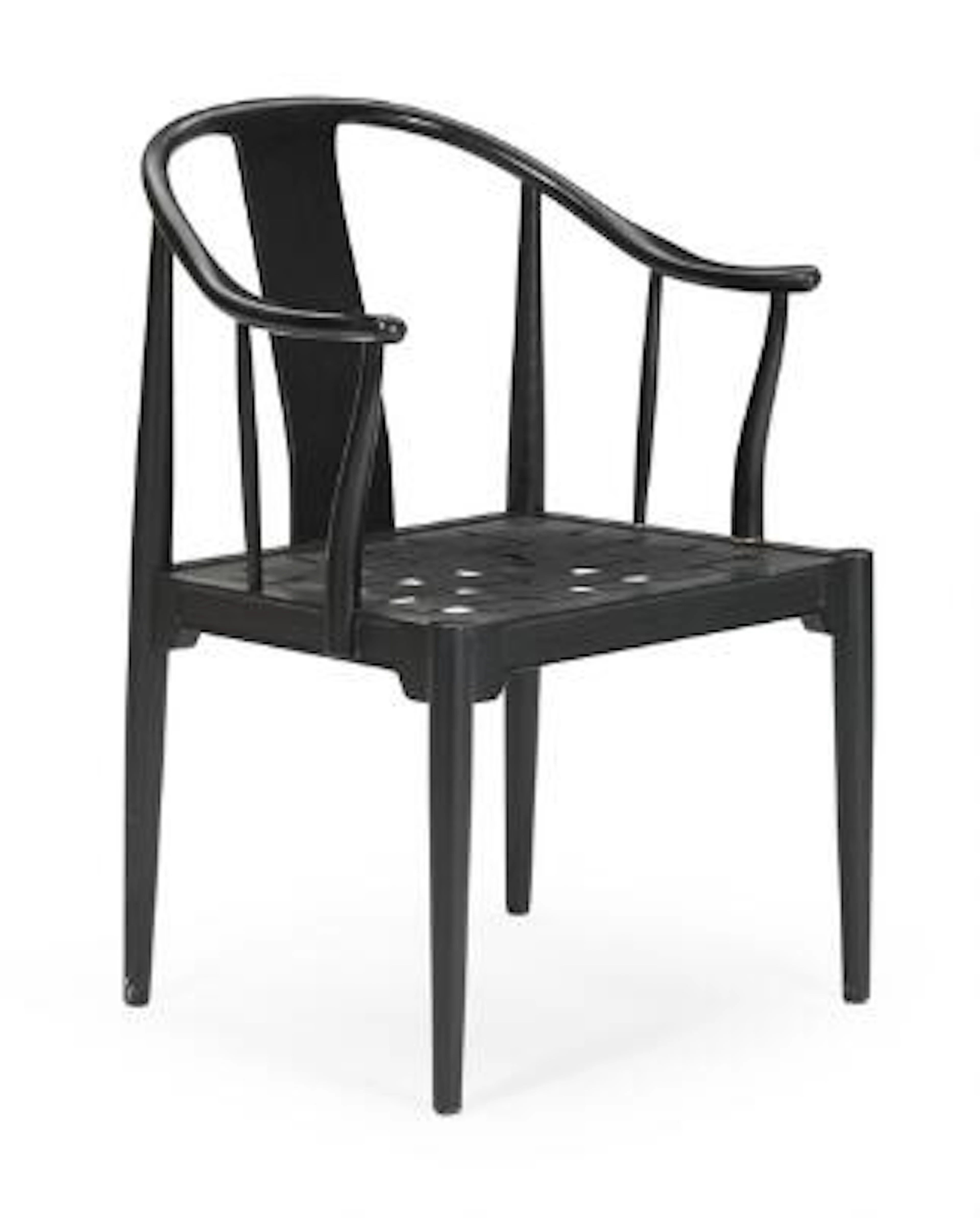 Hans J. Wegner: "China-Chair". Armchair with blacklacquered ash frame.