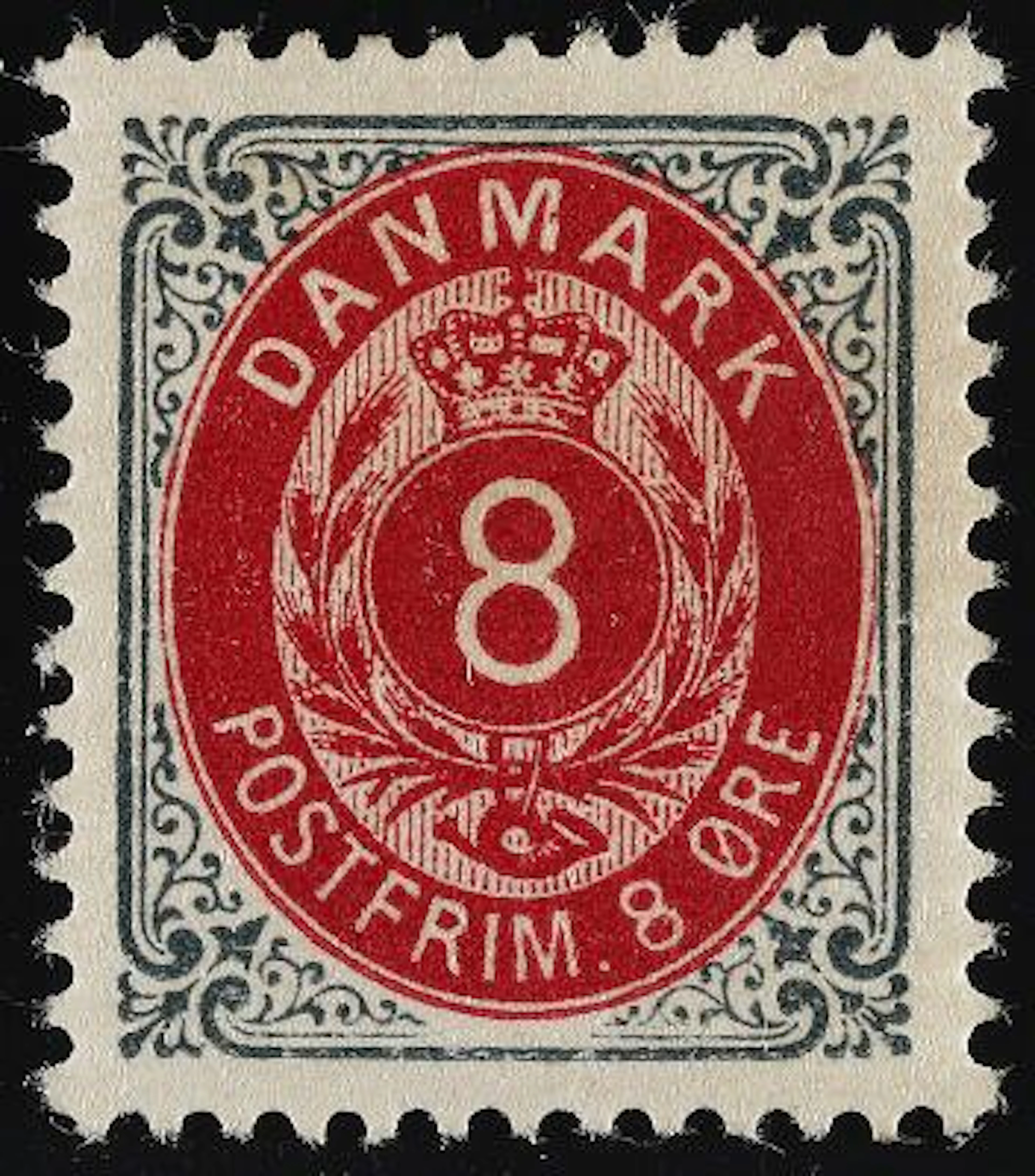 1902. 8 Øre, grey/red. 121st print. Perf. 12 3/4, wmk. New Crown.