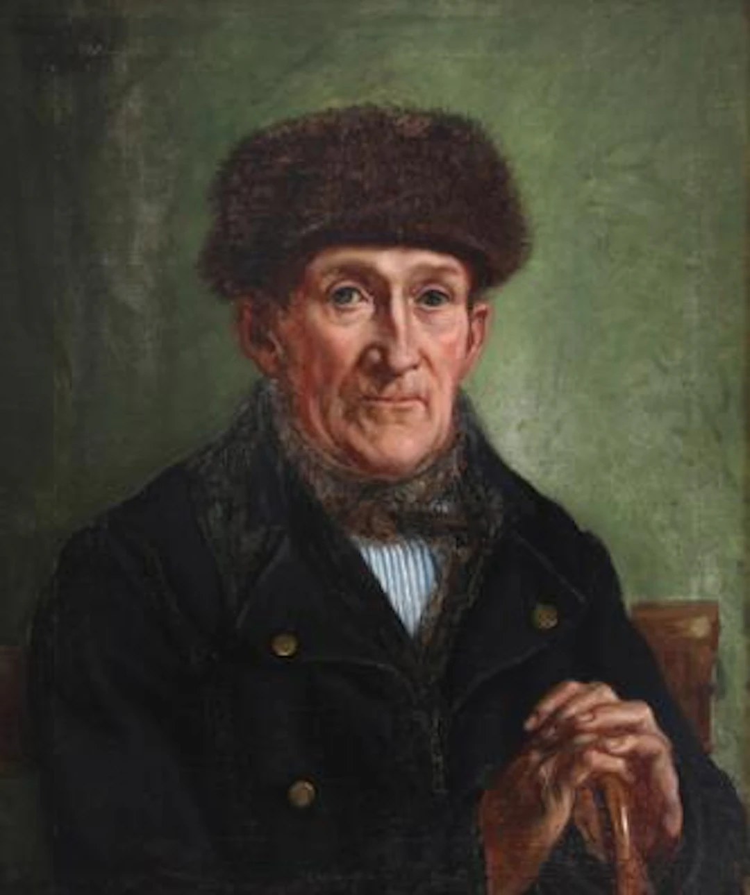 Laura Margrethe Wittusen: Portrait of an elderly man wearing a fur