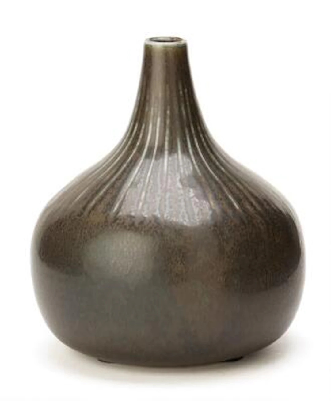 Edith Sonne: A round vase with a tall narrow neck, the upper part