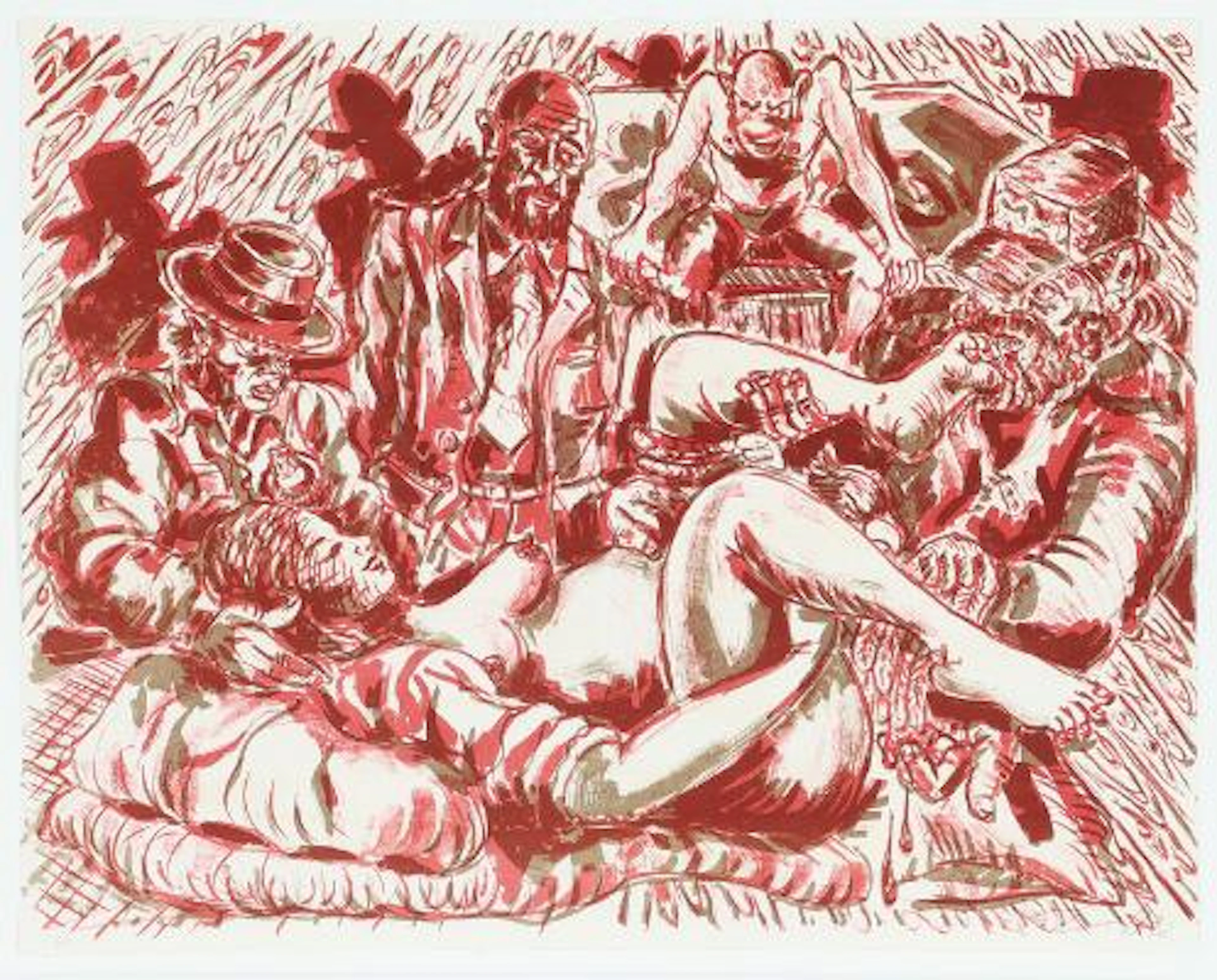 Jörg Immendorff: "Geburt des Malers". Signed Immendorff 92, EA. Lithograph