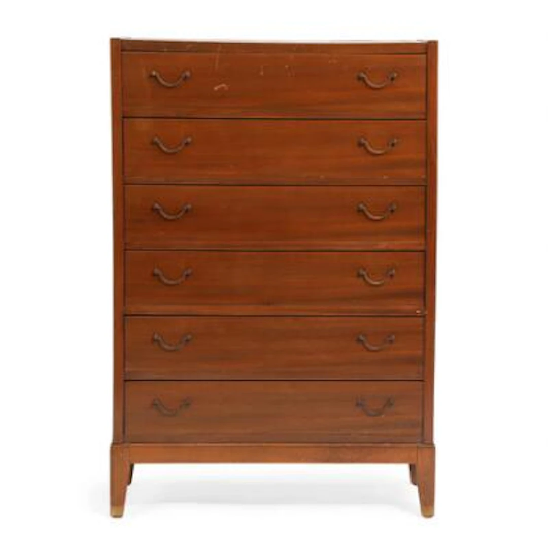 Danish furniture design: Mahogany chest of drawers with six drawers