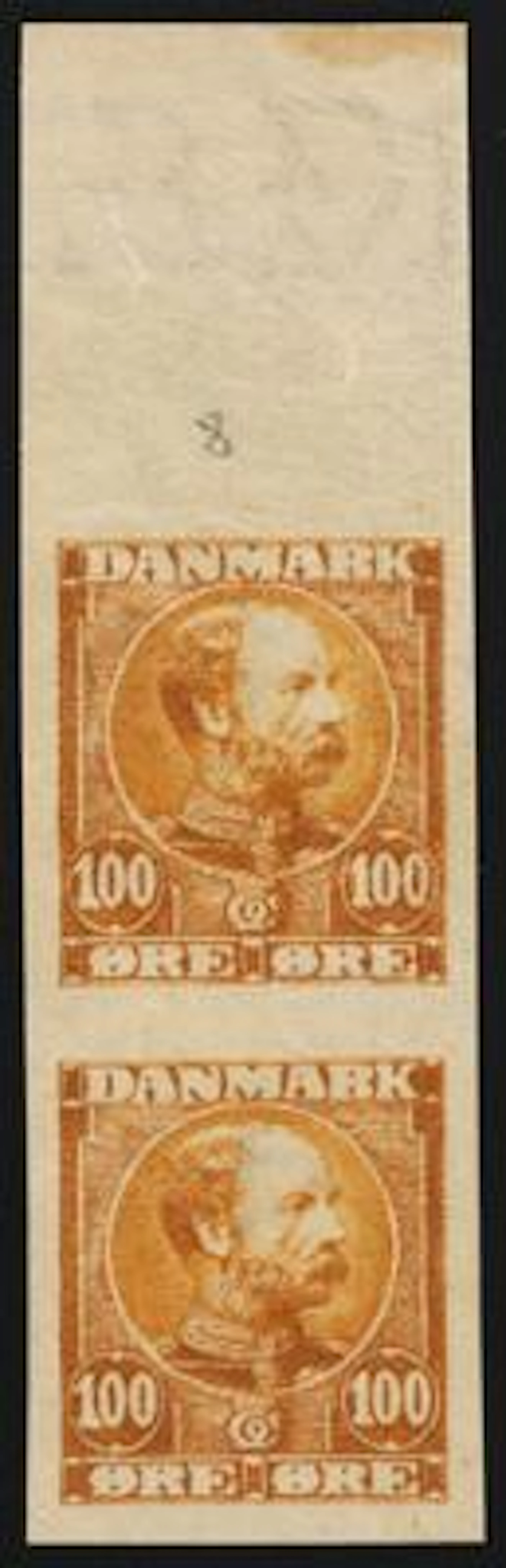 1904. Christian IX. 100 Øre, yellow brown. IMPERFORATED. Never hinged