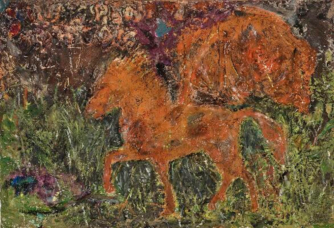 Kurt Trampedach: Pegasus. Signed Trampedach. Oil and mixed media on