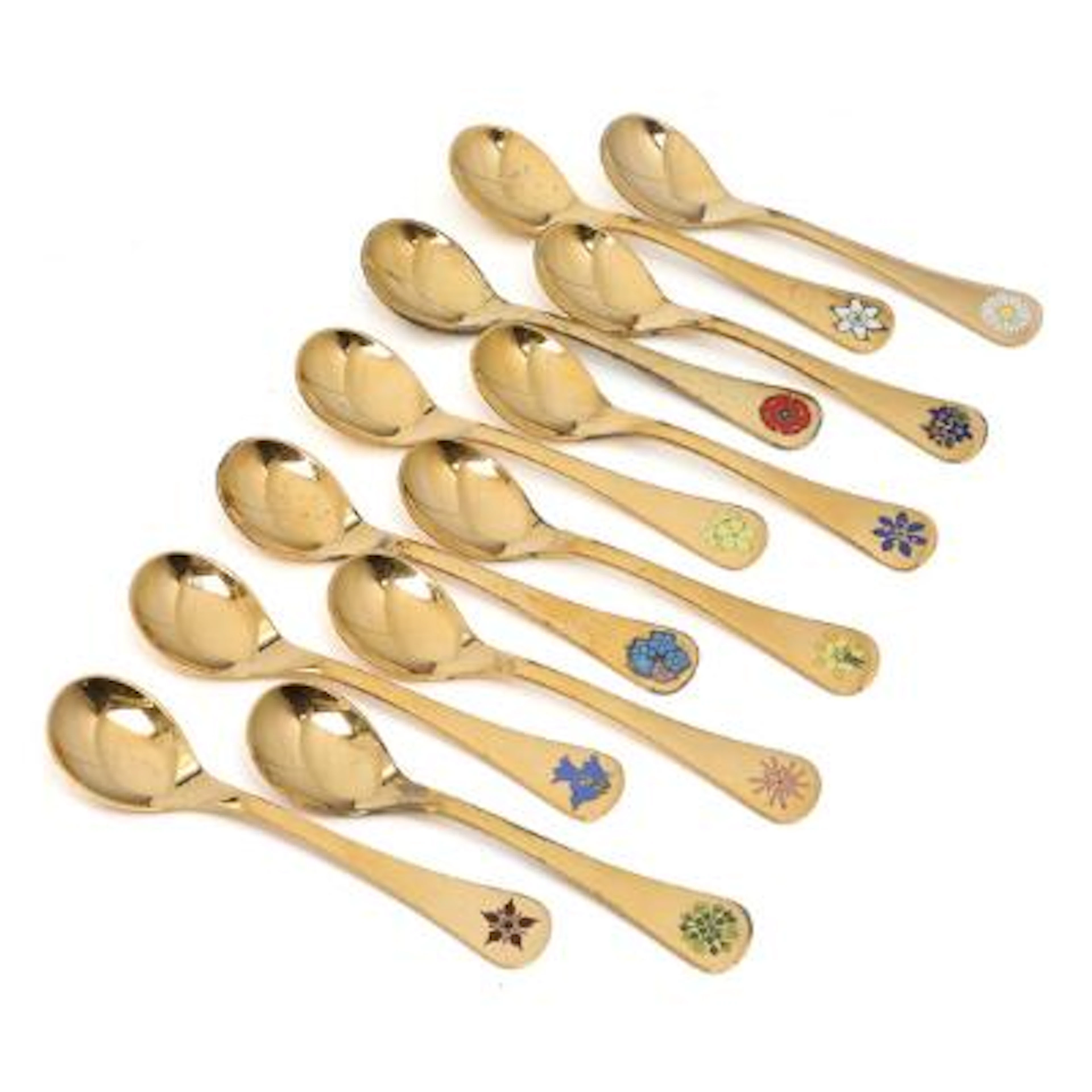 Georg Jensen: A collection of 12 gilt sterling silver annual teaspoons