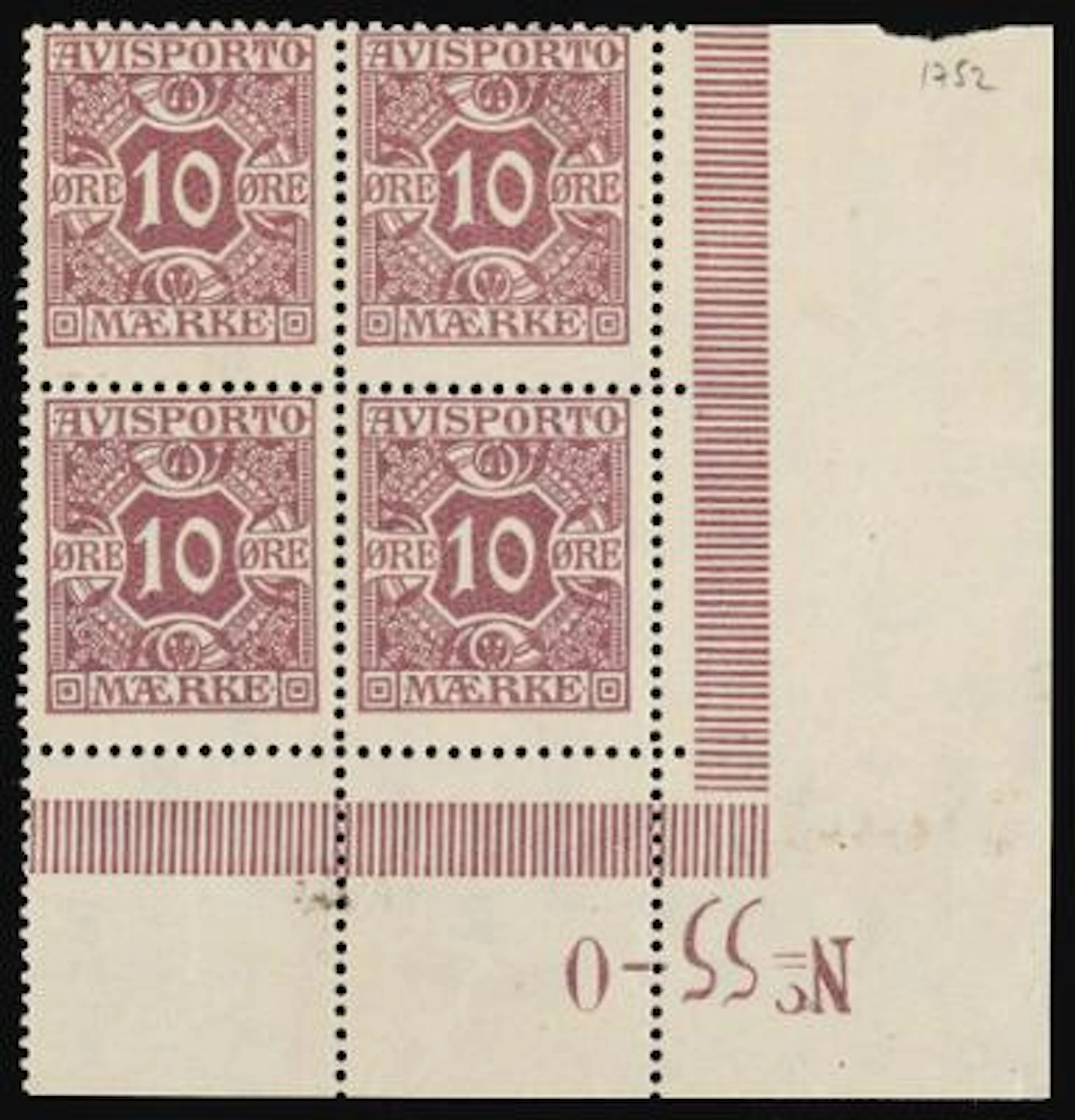 Newspaper. 1914. 10 Øre, violet. Perf. 14, wmk. Crosses. Never hinged