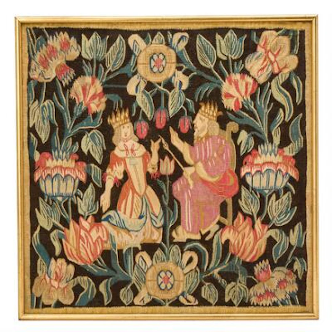 A Swedish tapestry cushion panel, 19th century. Approximately 52 x