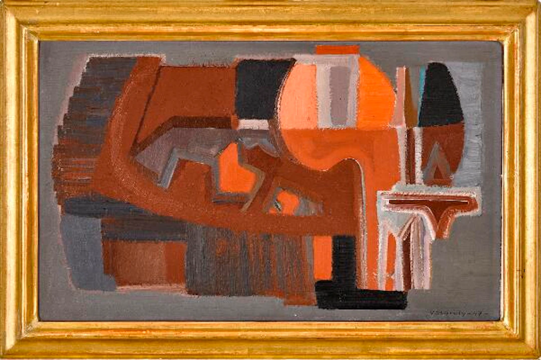 Victor Vasarely: Untitled, 1947. Signed Vasarely 47. Oil on canvas.