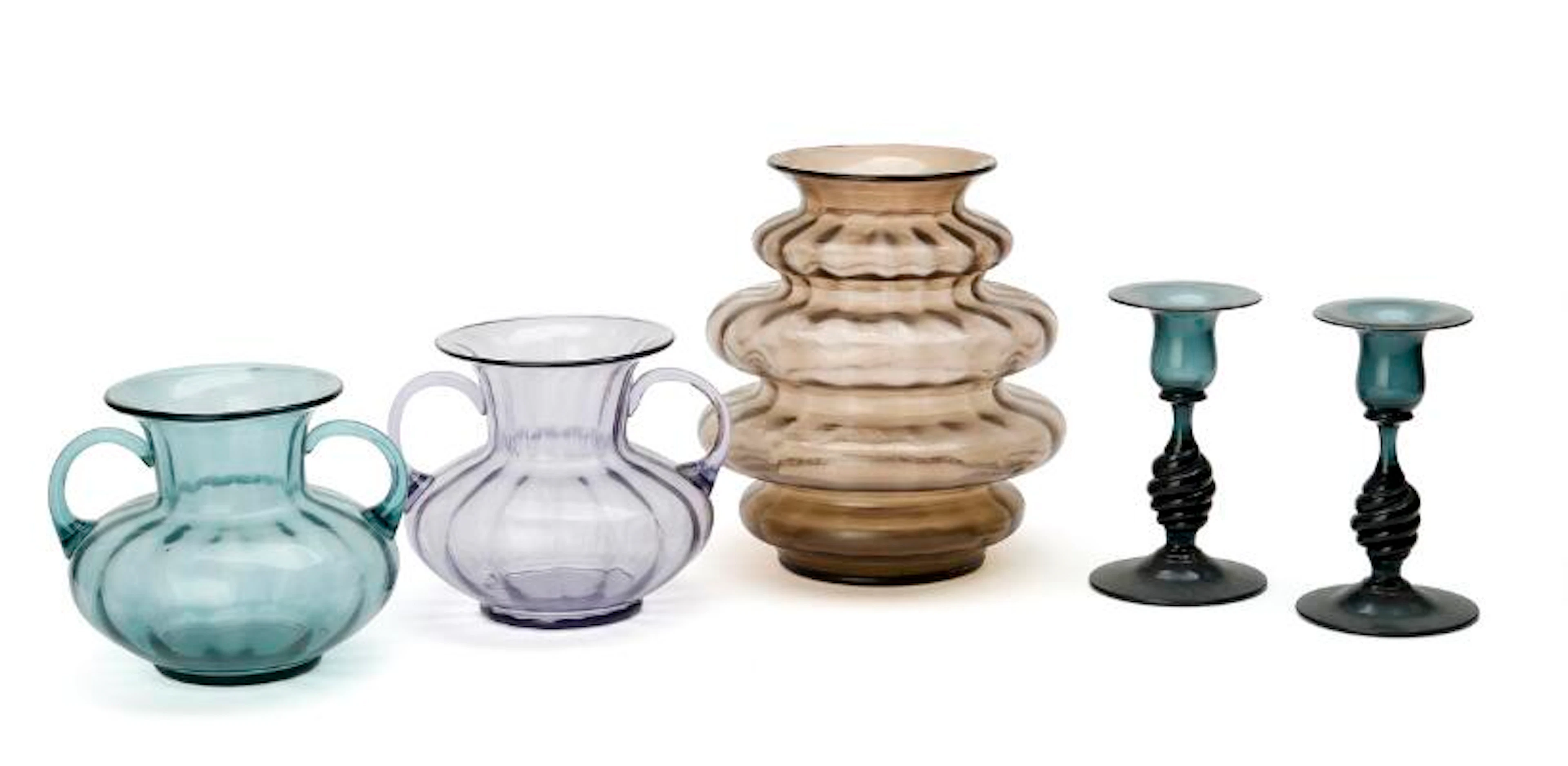 Jacob Eiler Bang, Edward Hald and others: Three vases and a pair of