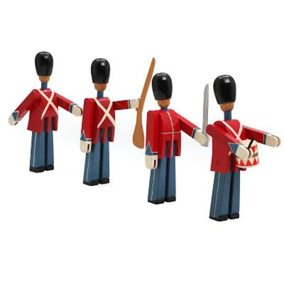 Kay Bojesen: Four painted wood guardsmen. Stamped Kay Bojesen, Copyright