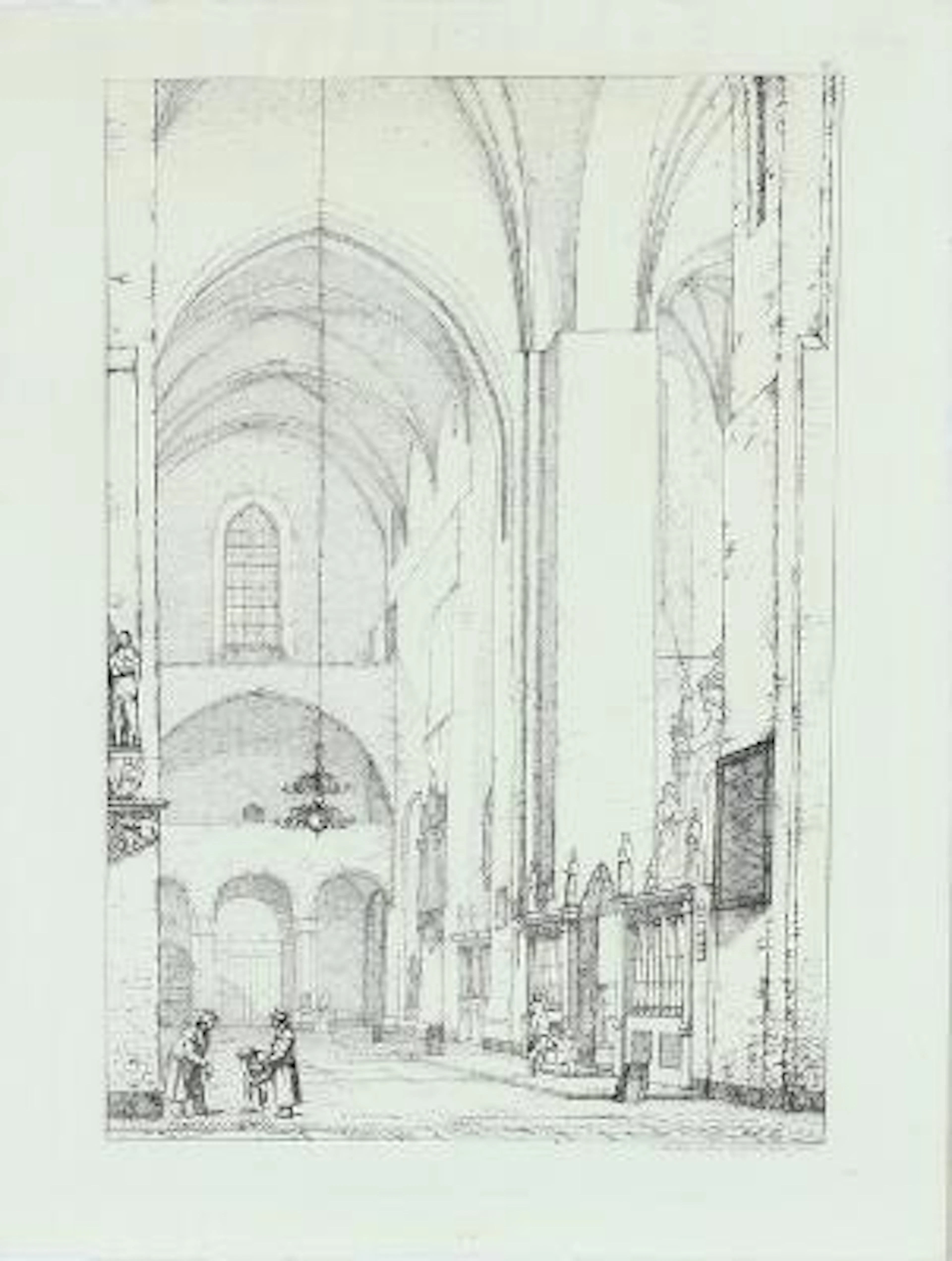 Christen Købke: Interior from Aarhus Cathedral. 1831. Inscribed. Etching.