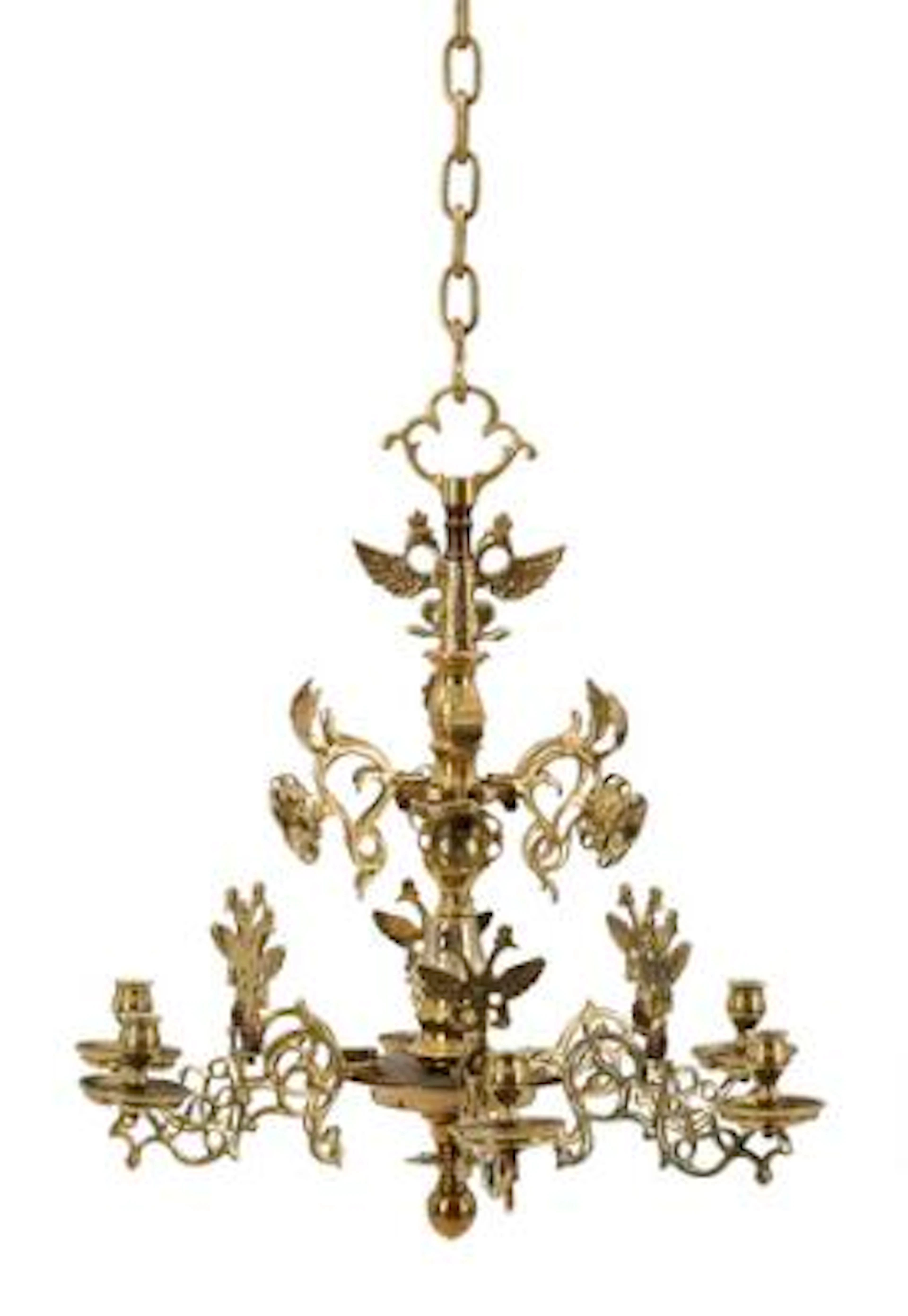 A Baroque style chandelier of brass. Probably Szczecin, partly 18th-19th