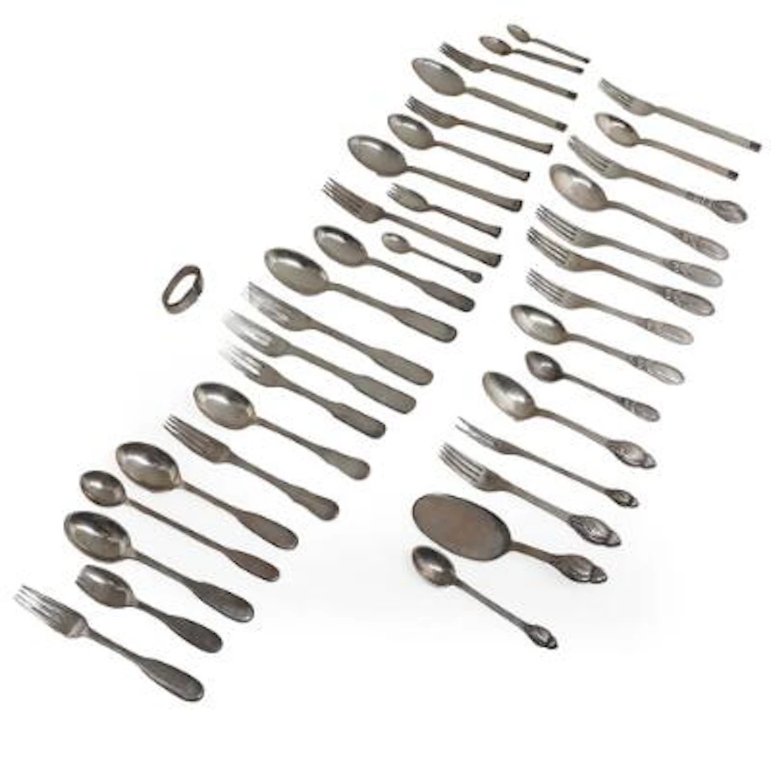 Evald Nielsen: A collection of silver and sterling silver cutlery