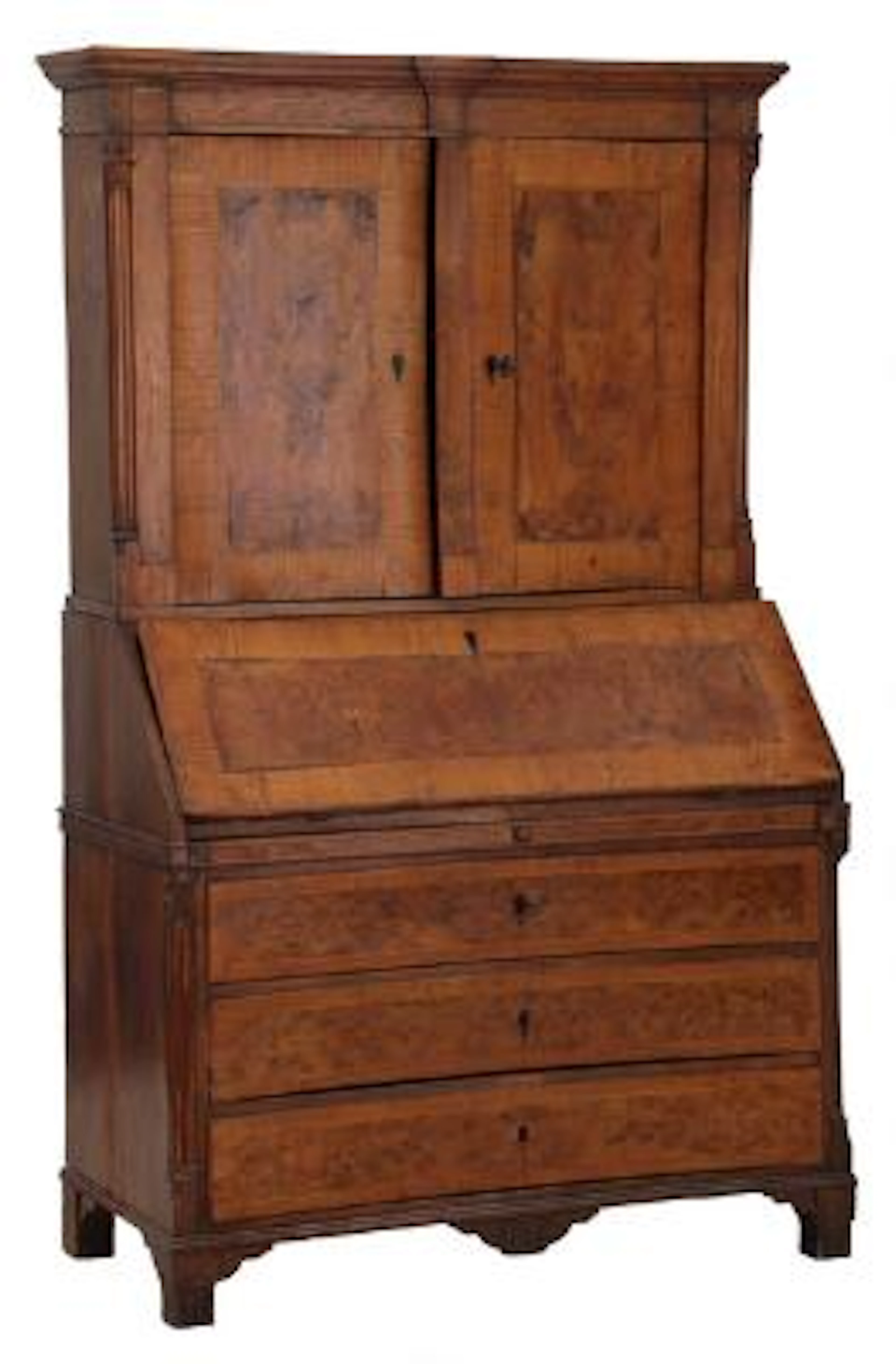 A Danish Louis XVI bureau cabinet of elm wood and elm root. Late 18th