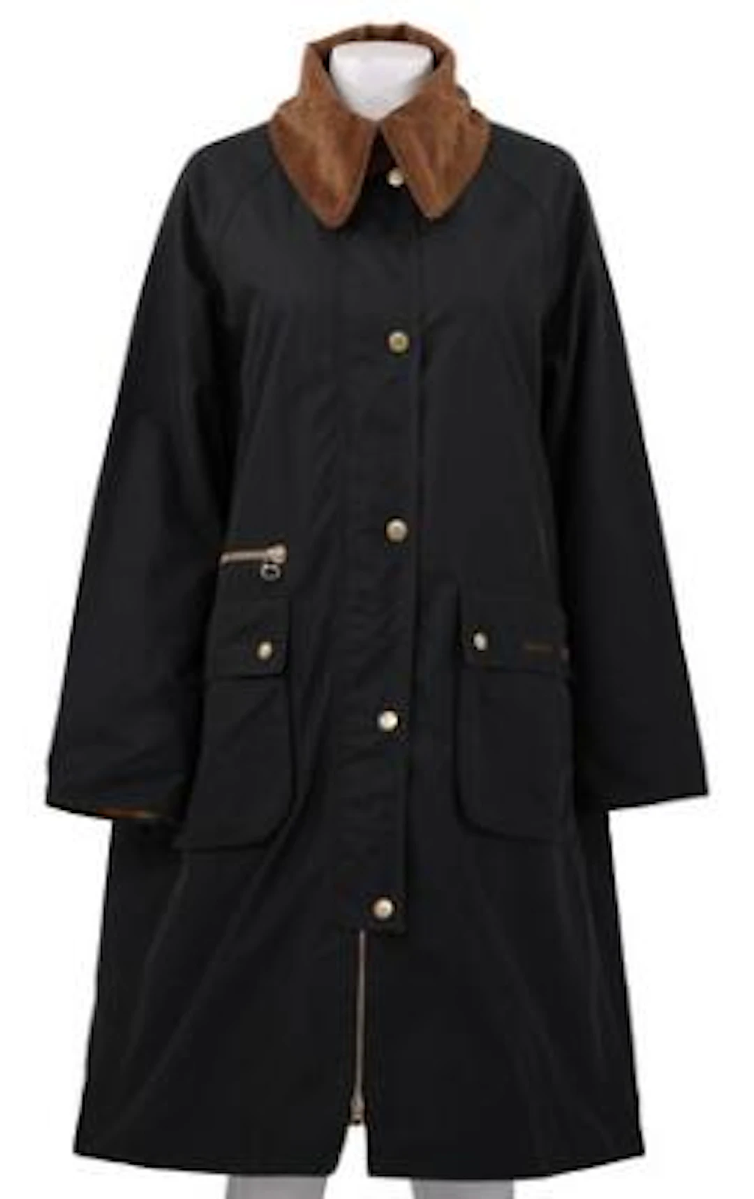 Barbour: A "Townsfield" wax coat in dark green waxed cotton with gold-tone