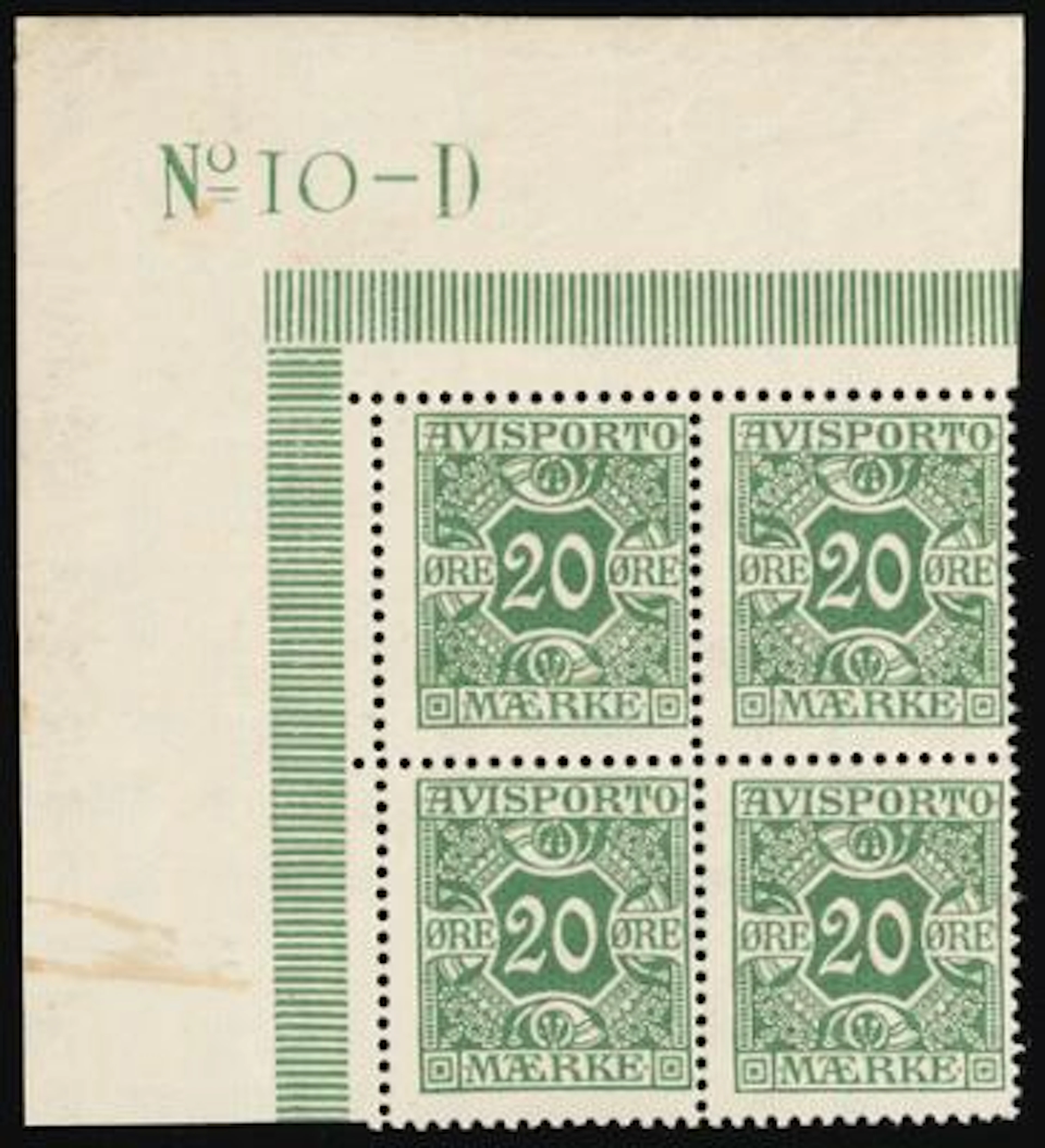 Newspaper. 1914. 20 Øre, green. Perf. 14, wmk. Crosses. Never hinged