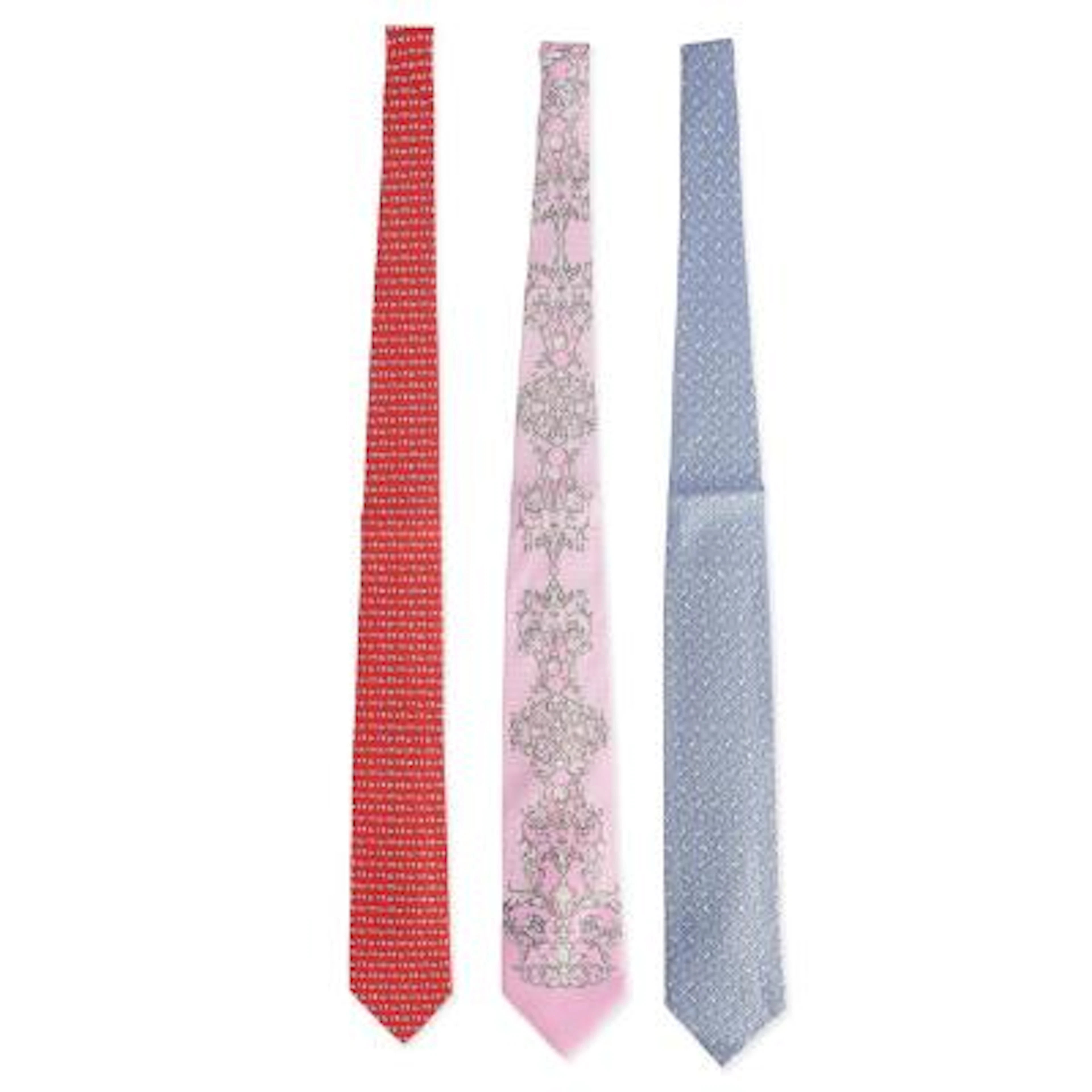 Salvatore Ferragamo, Versace: A collection comprising og three silk