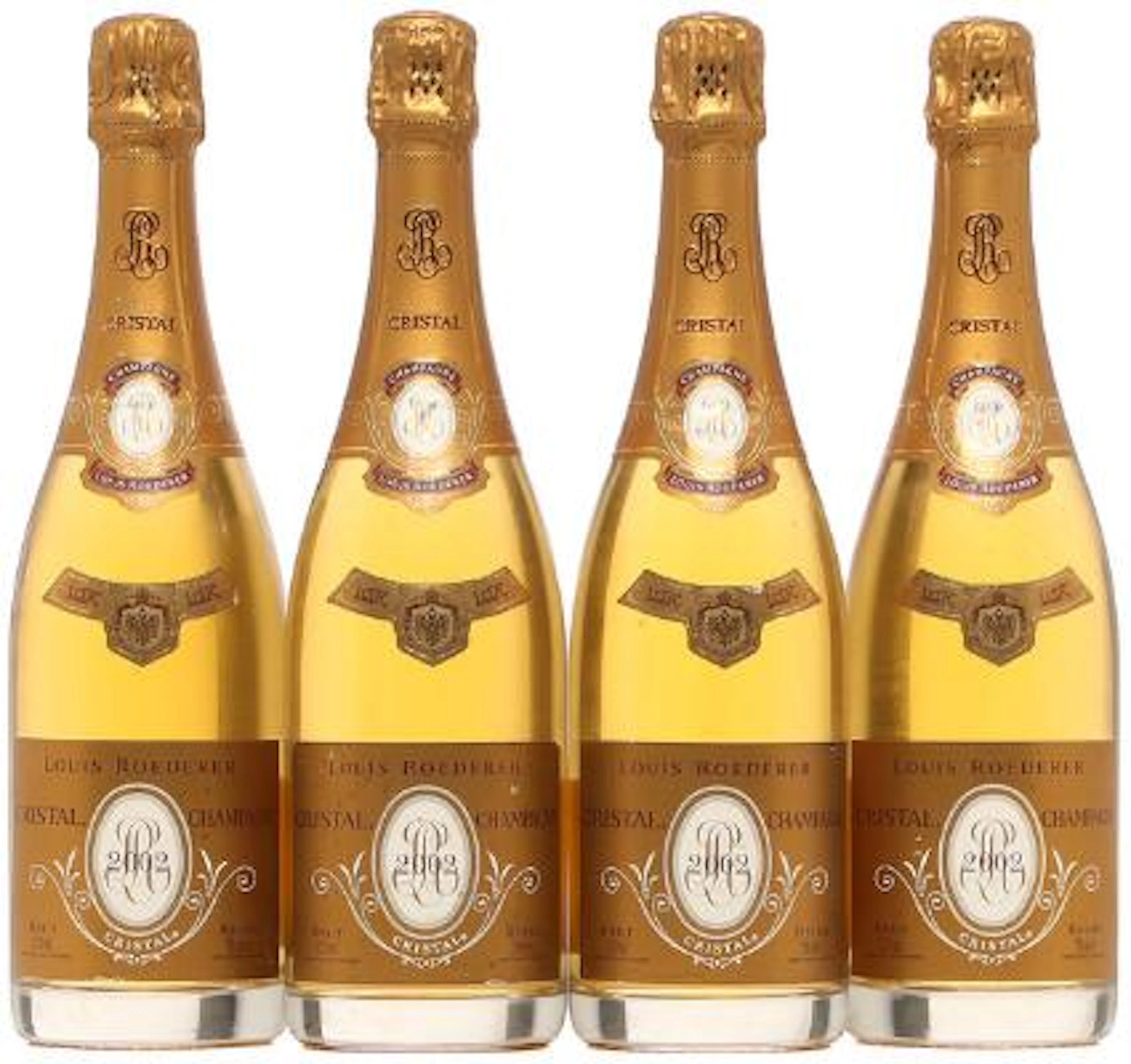 4 bts. Champagne "Cristal", Louis Roederer 2002 A (hf/in). – Bruun
