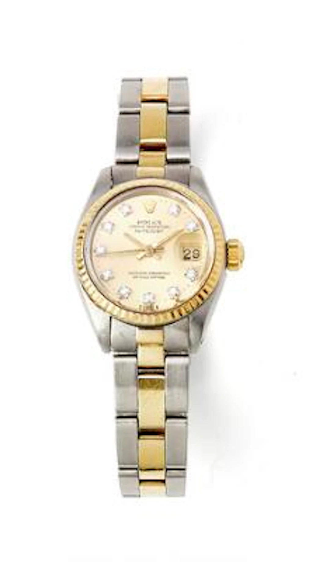 Rolex: Datejust of 18k gold and steel with diamond-set dial, ref.