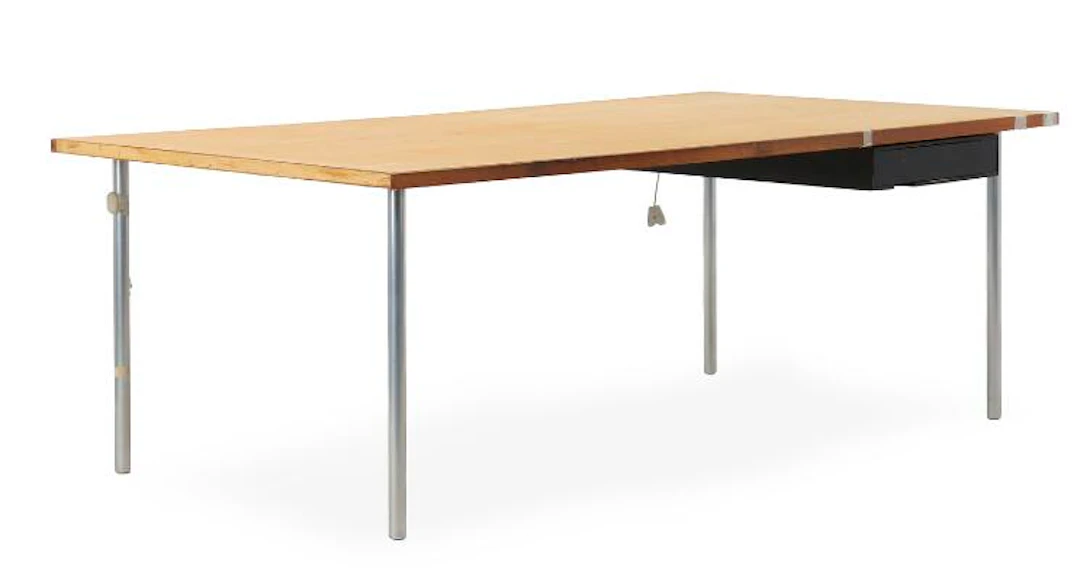 Danish Furniture Design: Work table with steel frame. Fitted with