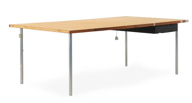 Danish Furniture Design: Work table with steel frame. Fitted with