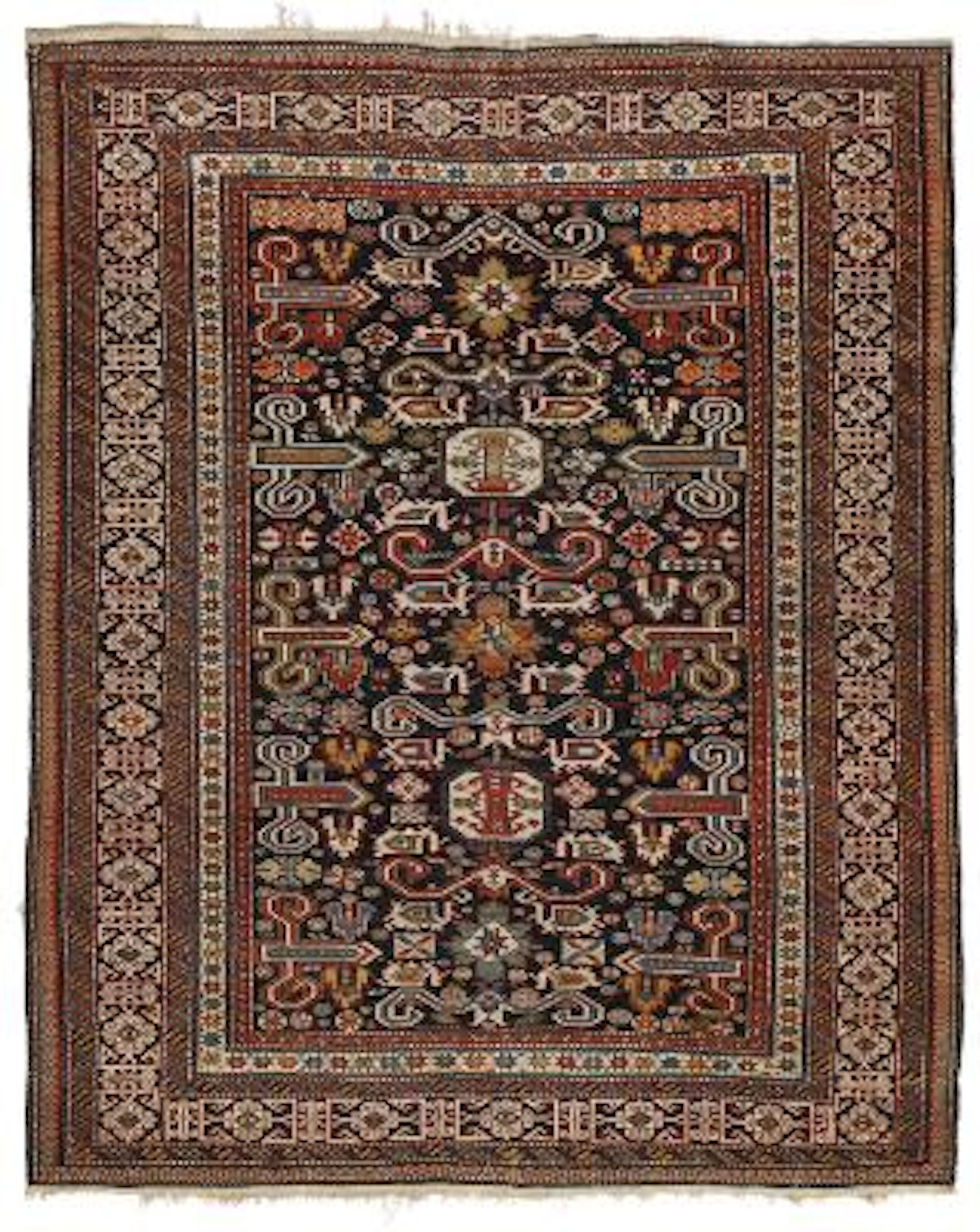 An antique Perepedil rug, Caucasus. Classical design with stylized