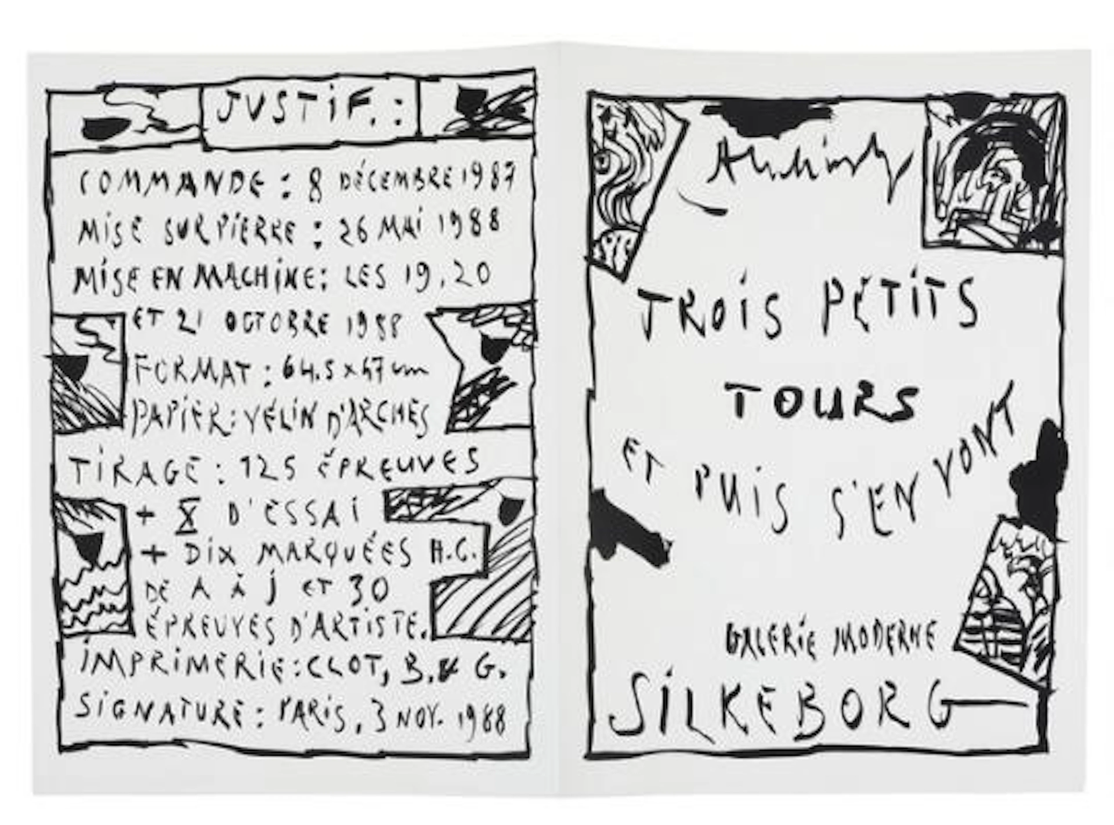 Pierre Alechinsky: “Trois petits tours et puis s'en voir”, 1988. Unsigned.