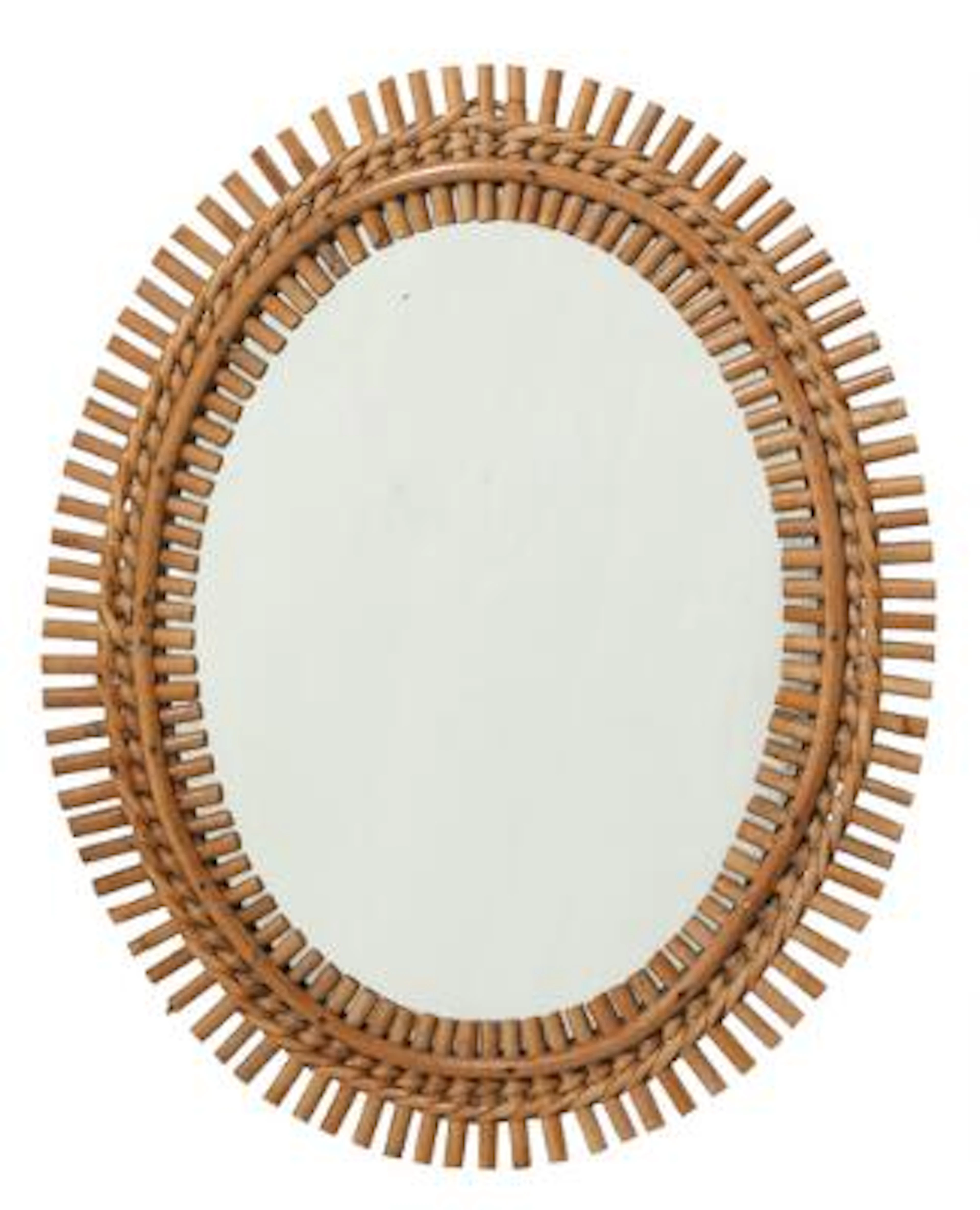 Franco Albini: Oval mirror in bamboo frame. 1950s. 57 x 47 cm. – Bruun