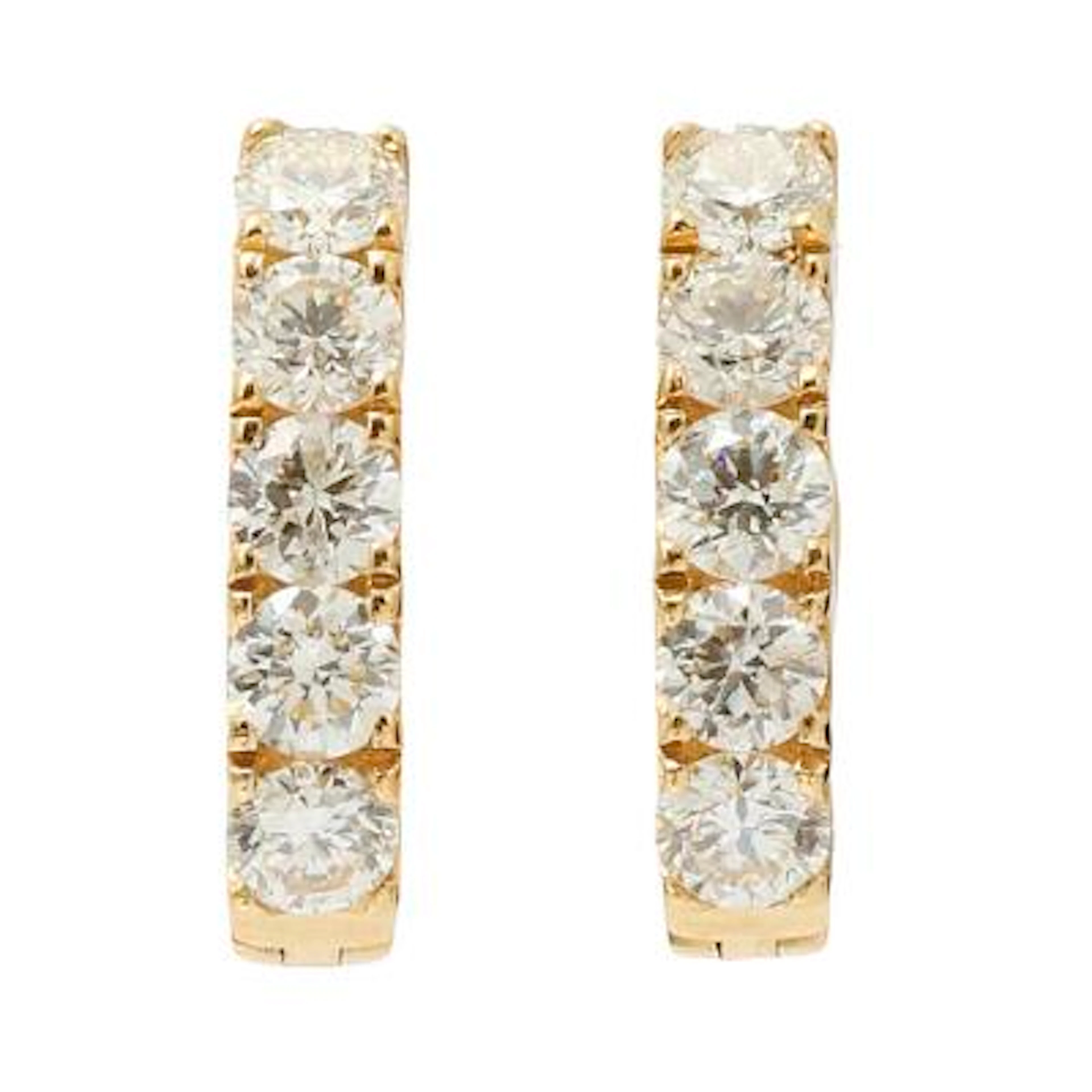 A pair of ear studs set with numerous diamonds mounted in 18k gold.