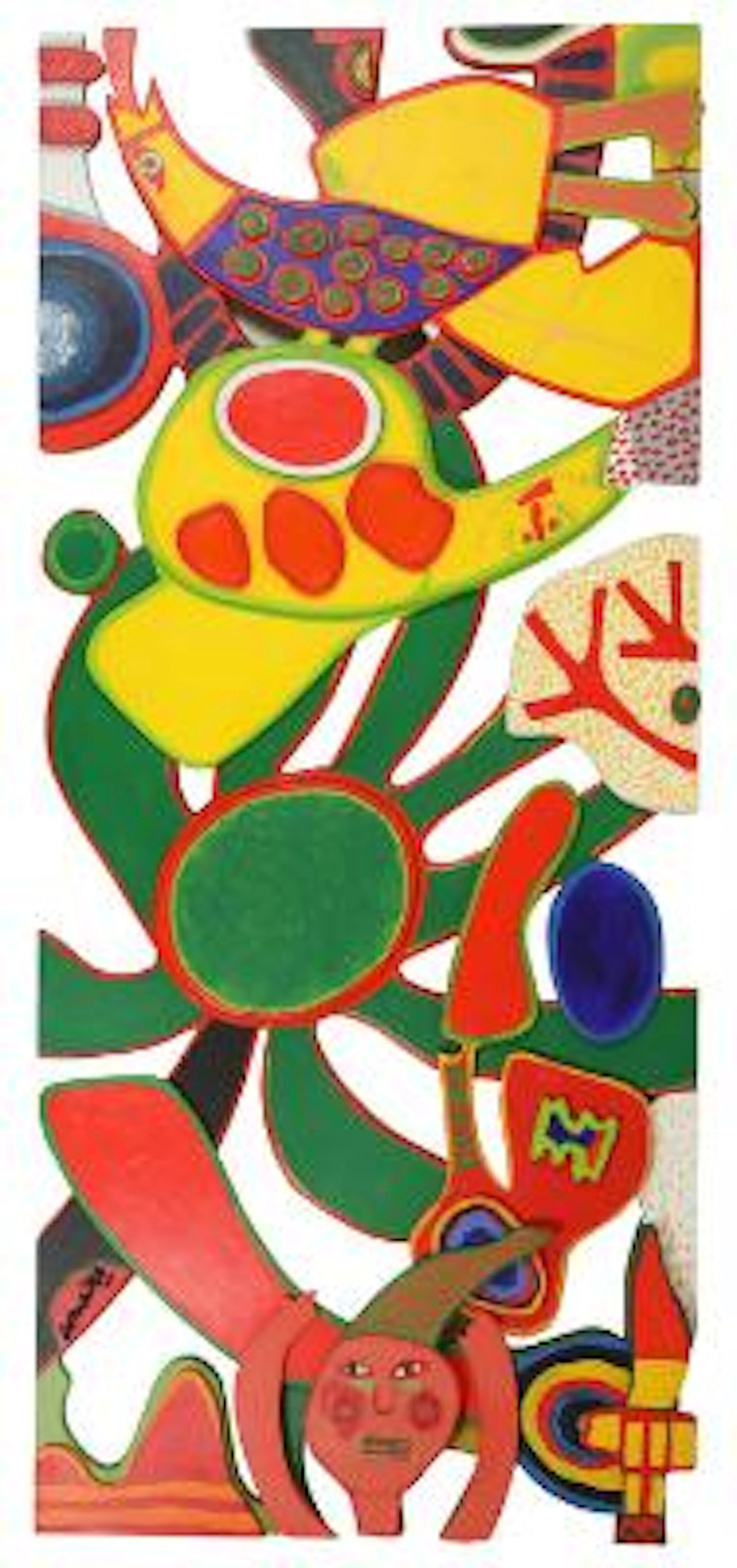 Corneille: Untitled. Signed Corneille. Polychrome painted wood. 240