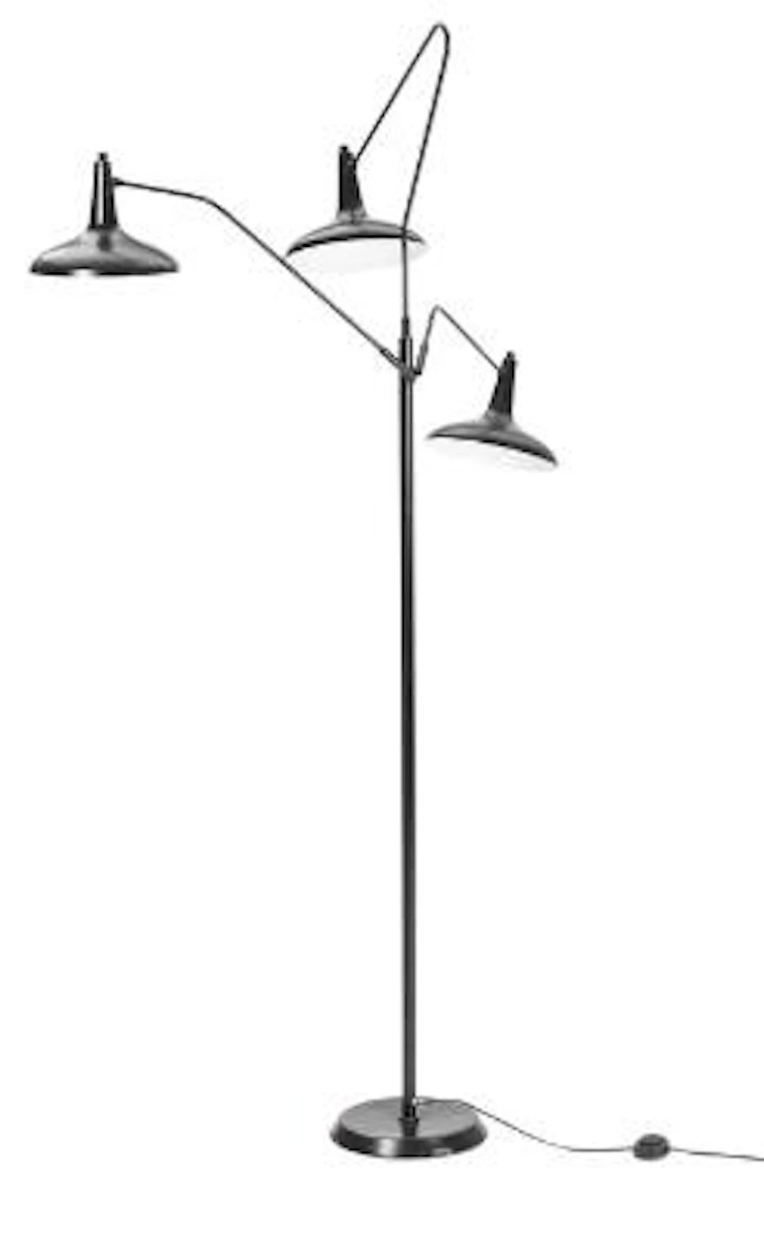 Unknown designer: Standing lamp in black lacquered steel and brass.