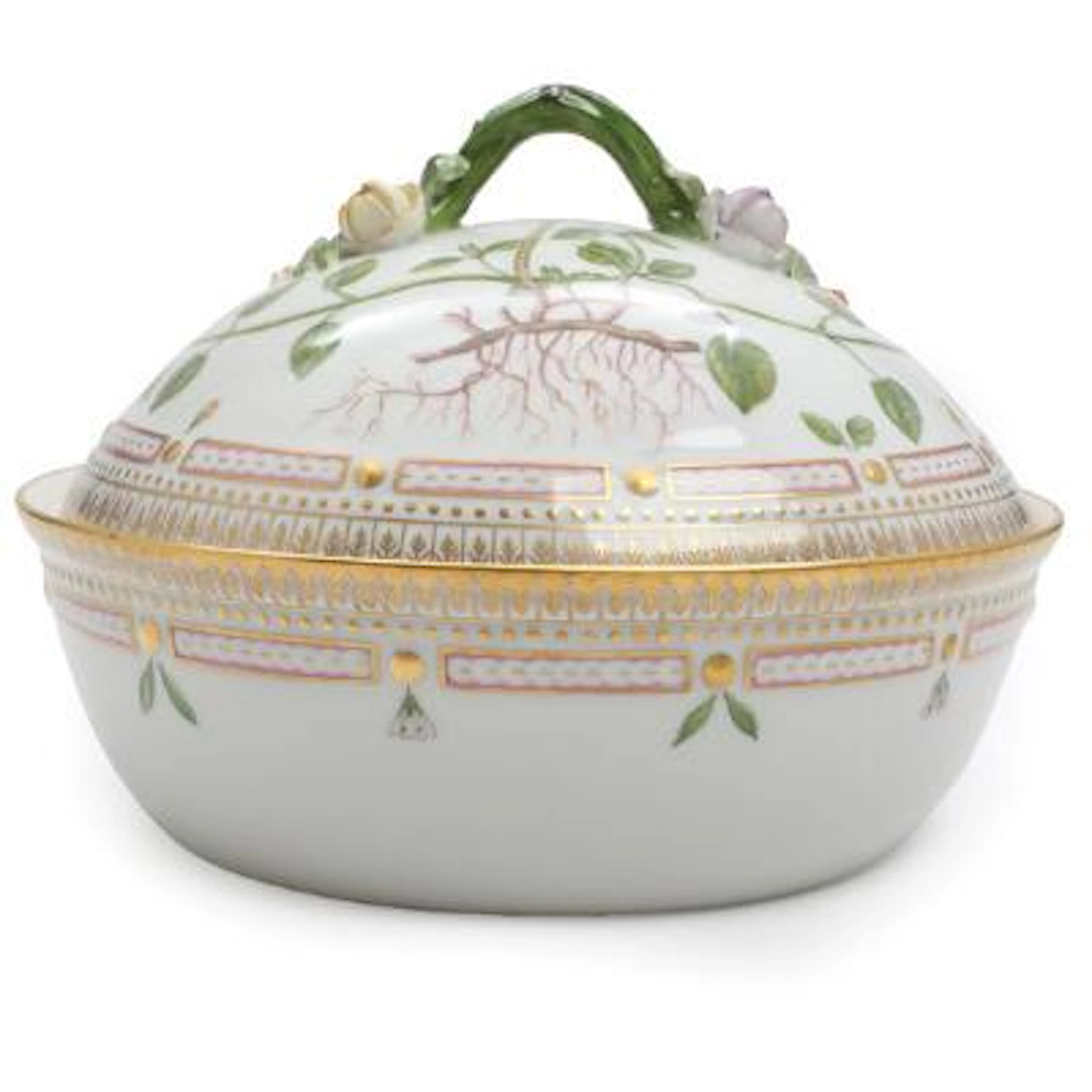 “Flora Danica”. A circular porcelain bowl and cover. Royal Copenhagen.