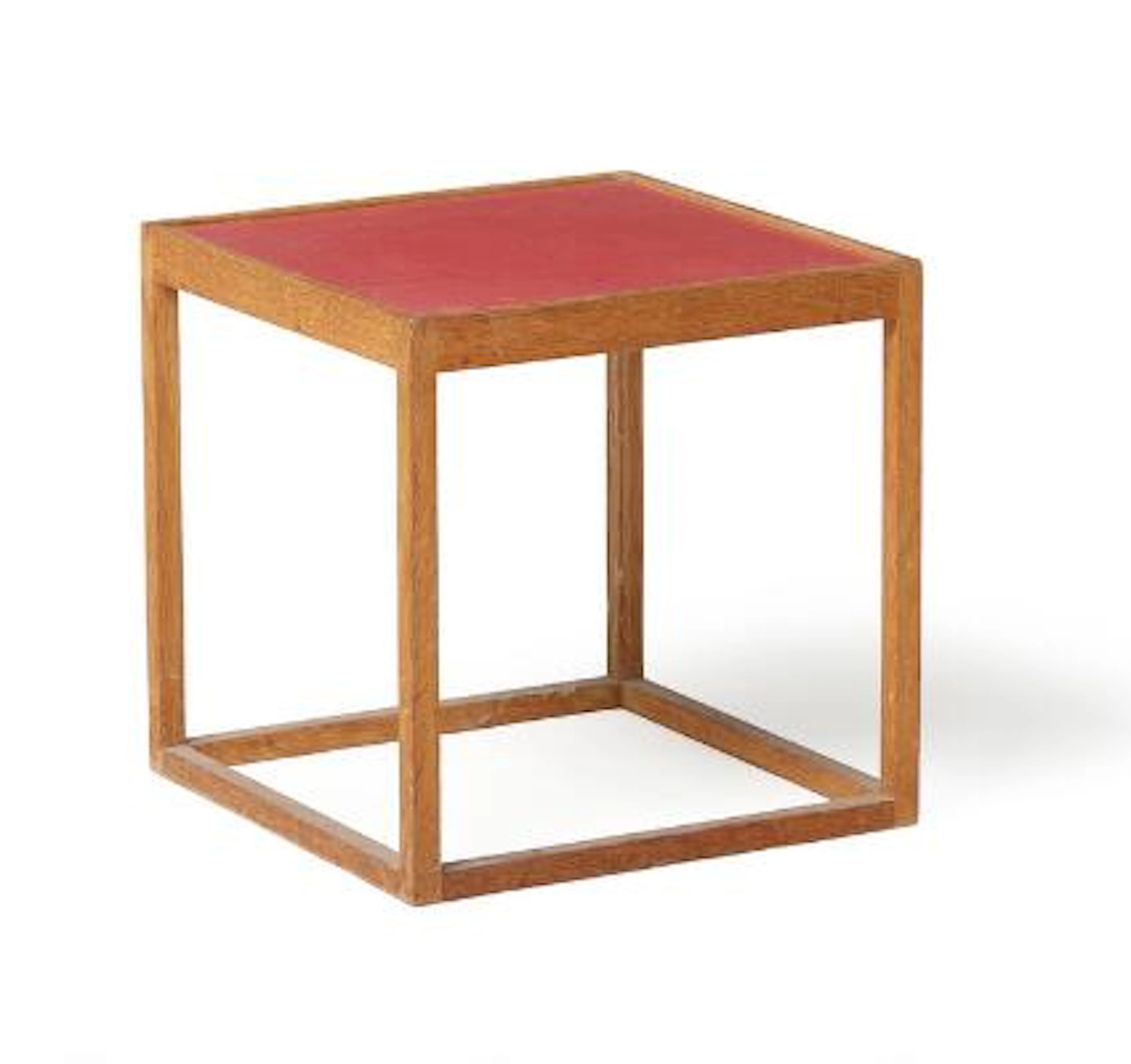 Kurt Østervig: Small cube-shaped side table with oak frame. Reversible