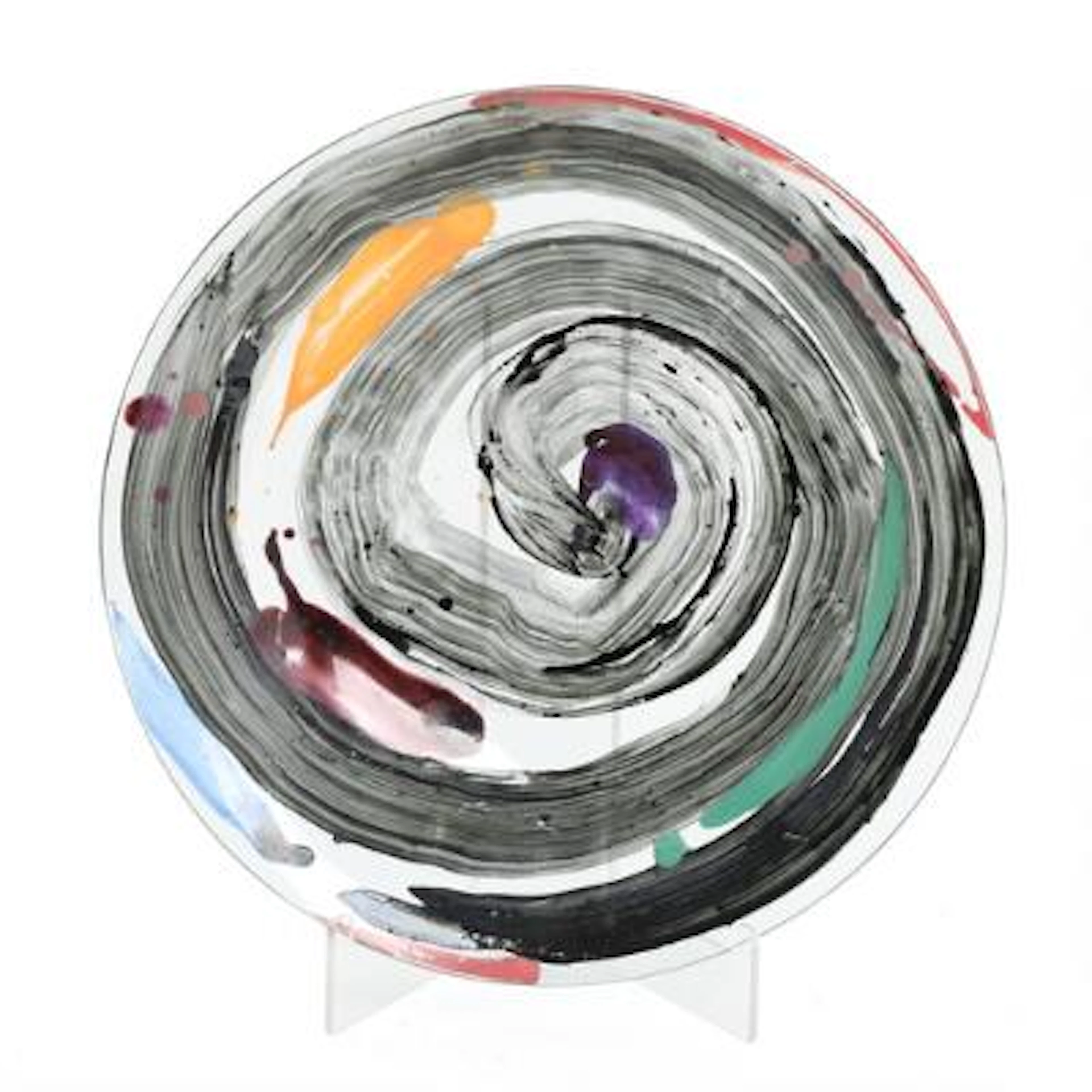 Tróndur Patursson: Dish in polychrome glass. Unsigned. Manufactured