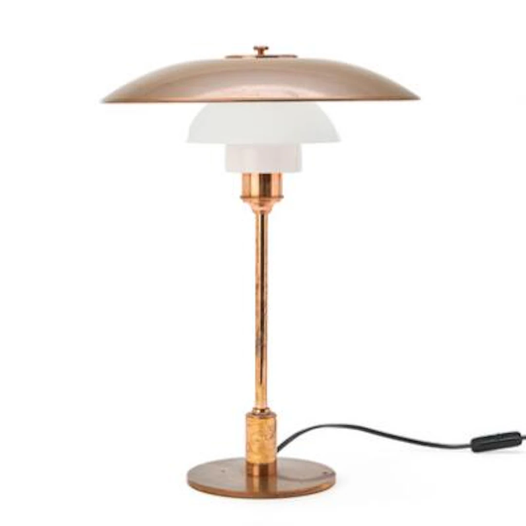 Poul Henningsen: “PH-3,5/2,5”. Copper and multi-layer opal glass table