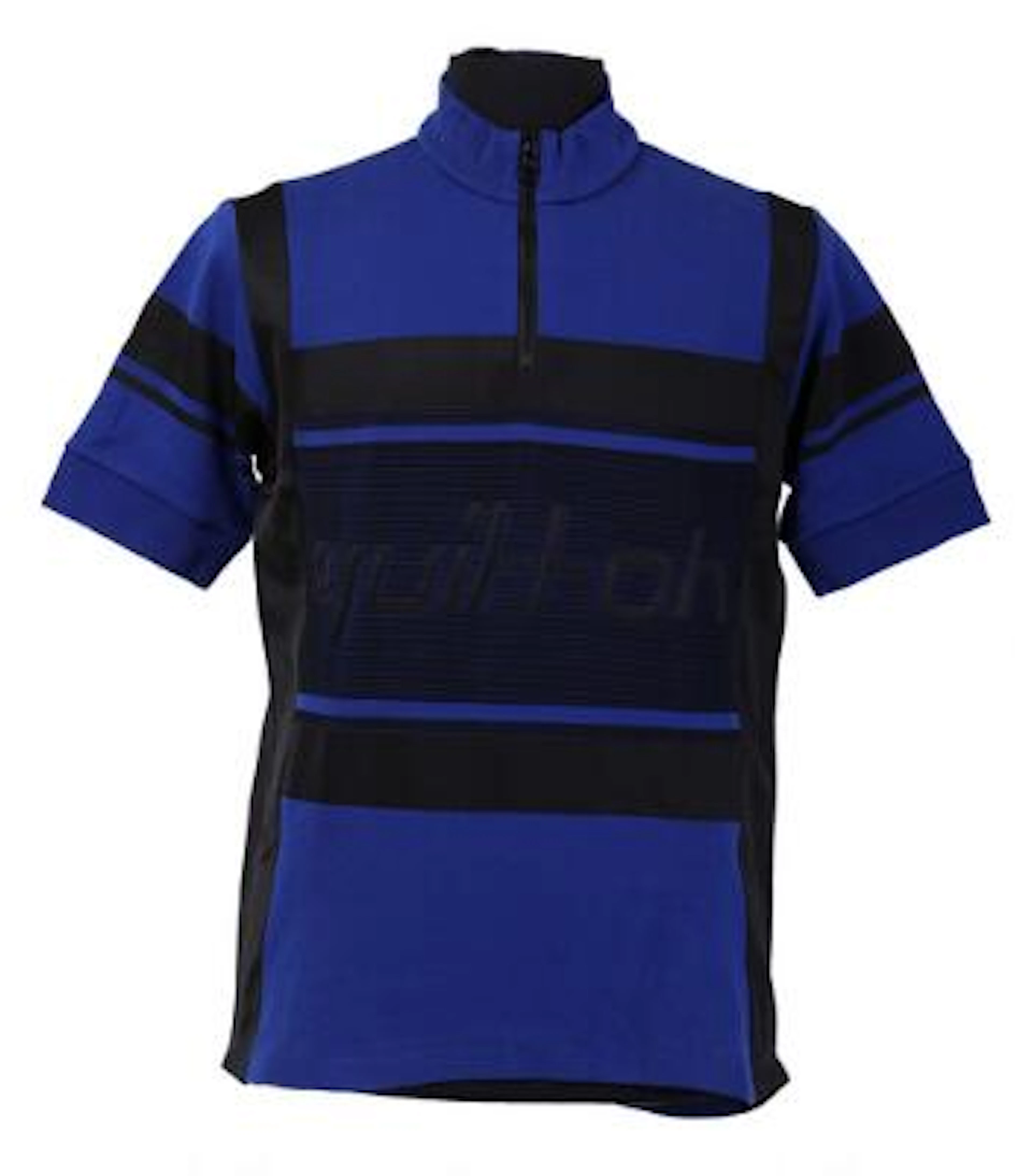 Louis Vuitton: A "Jacquard Cycling" blue/black t-shirt with a zip