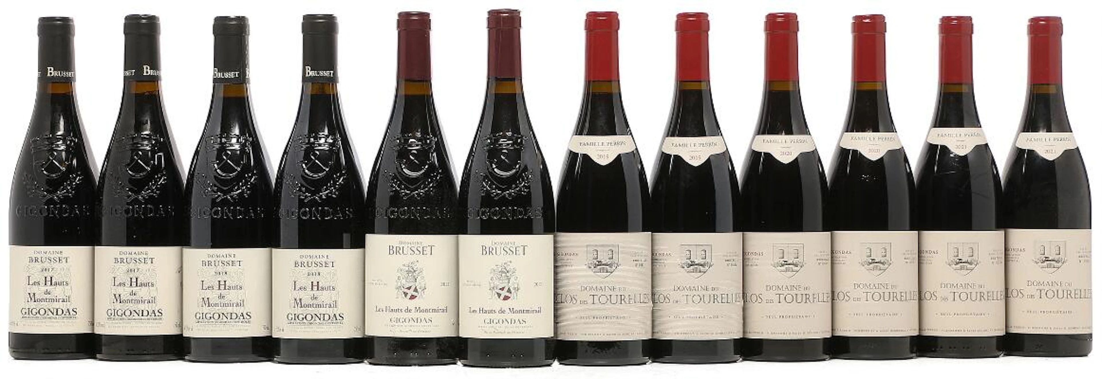 2 bts. Gigondas, Les Hauts de Montmirail, Domaine Brusset 2017 A (hf/in).