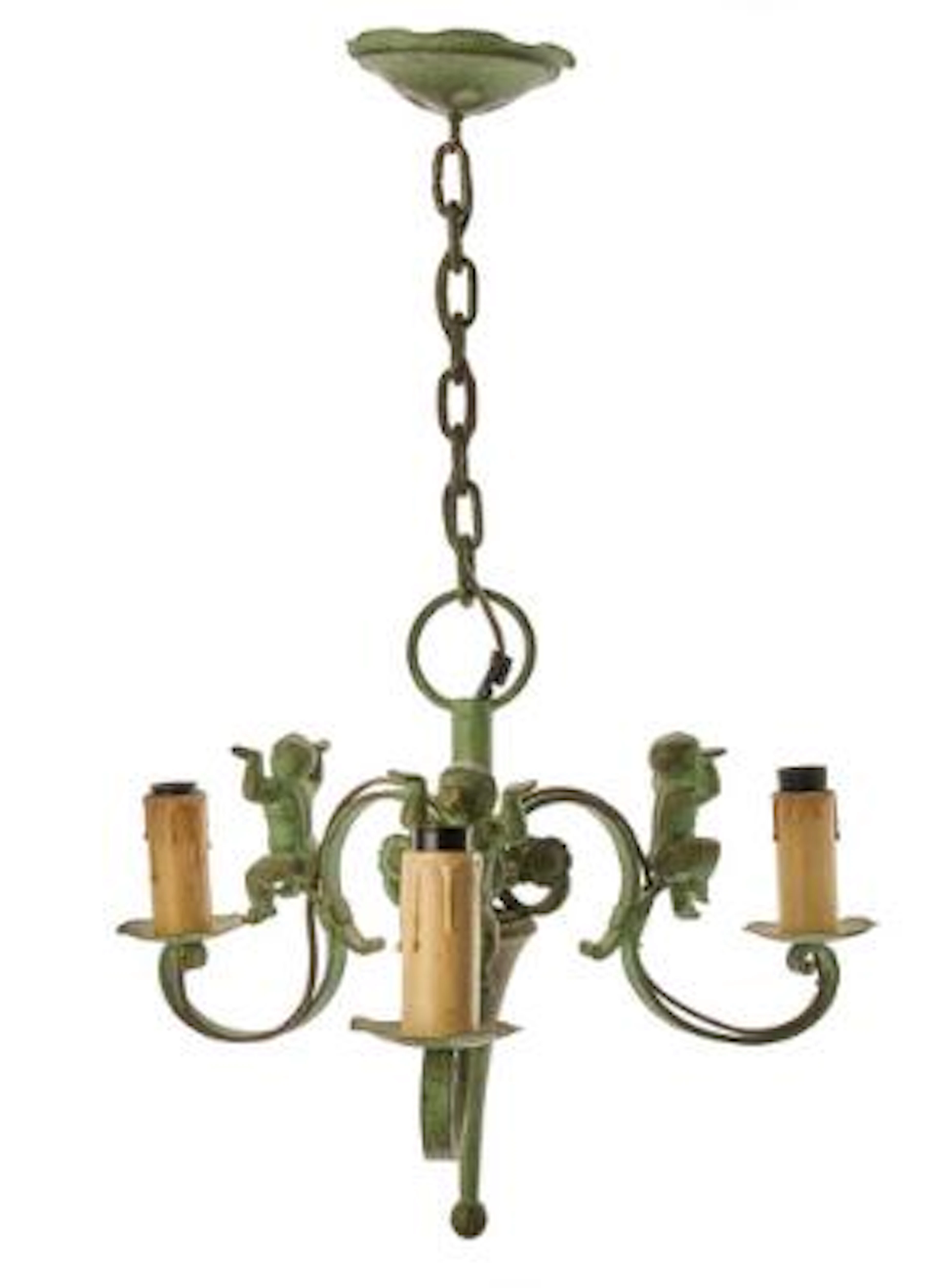 Swedish Grace: Chandelier in patinated metal with three lights. H.
