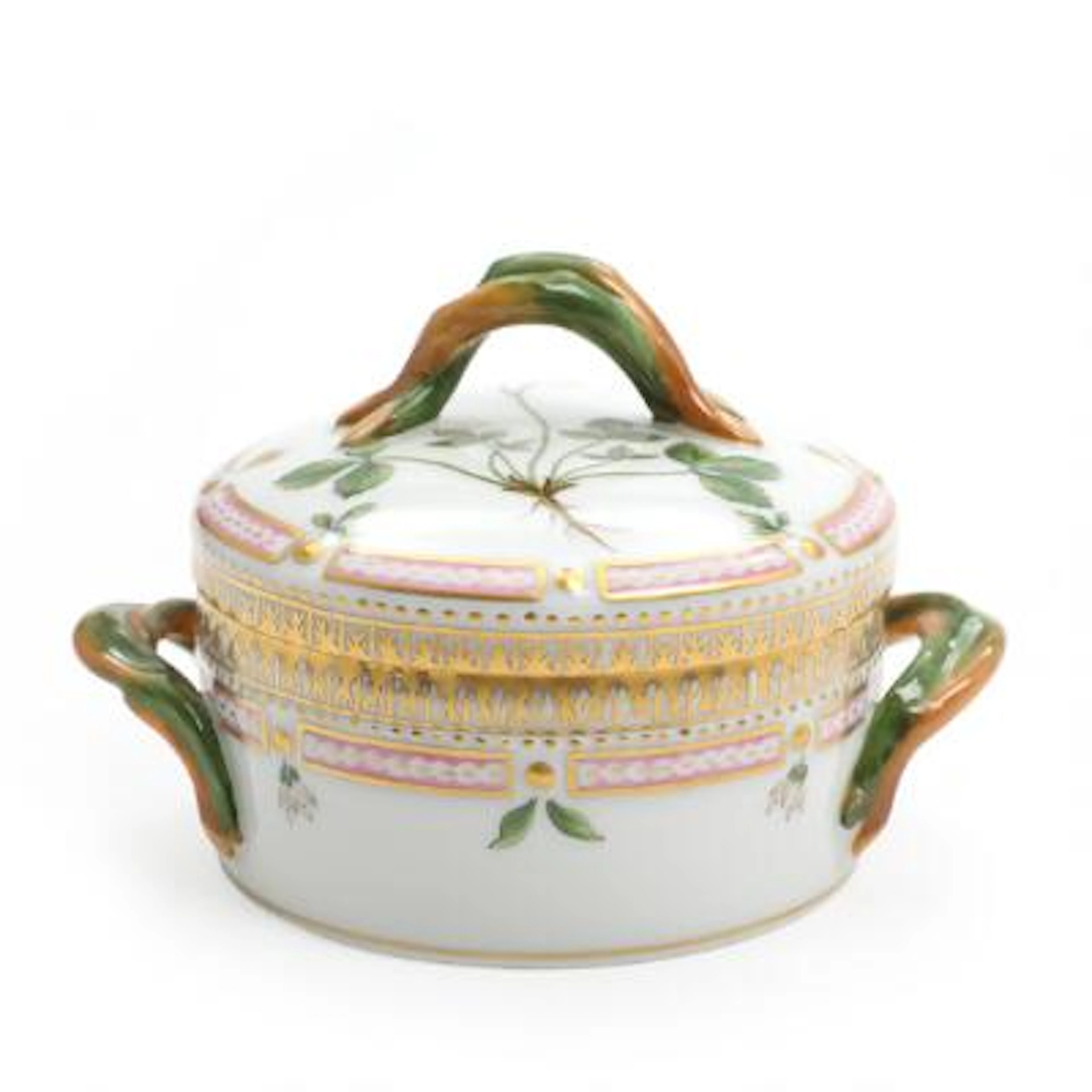 "Flora Danica" sugar bowl of porcelain decorated in colours and gold