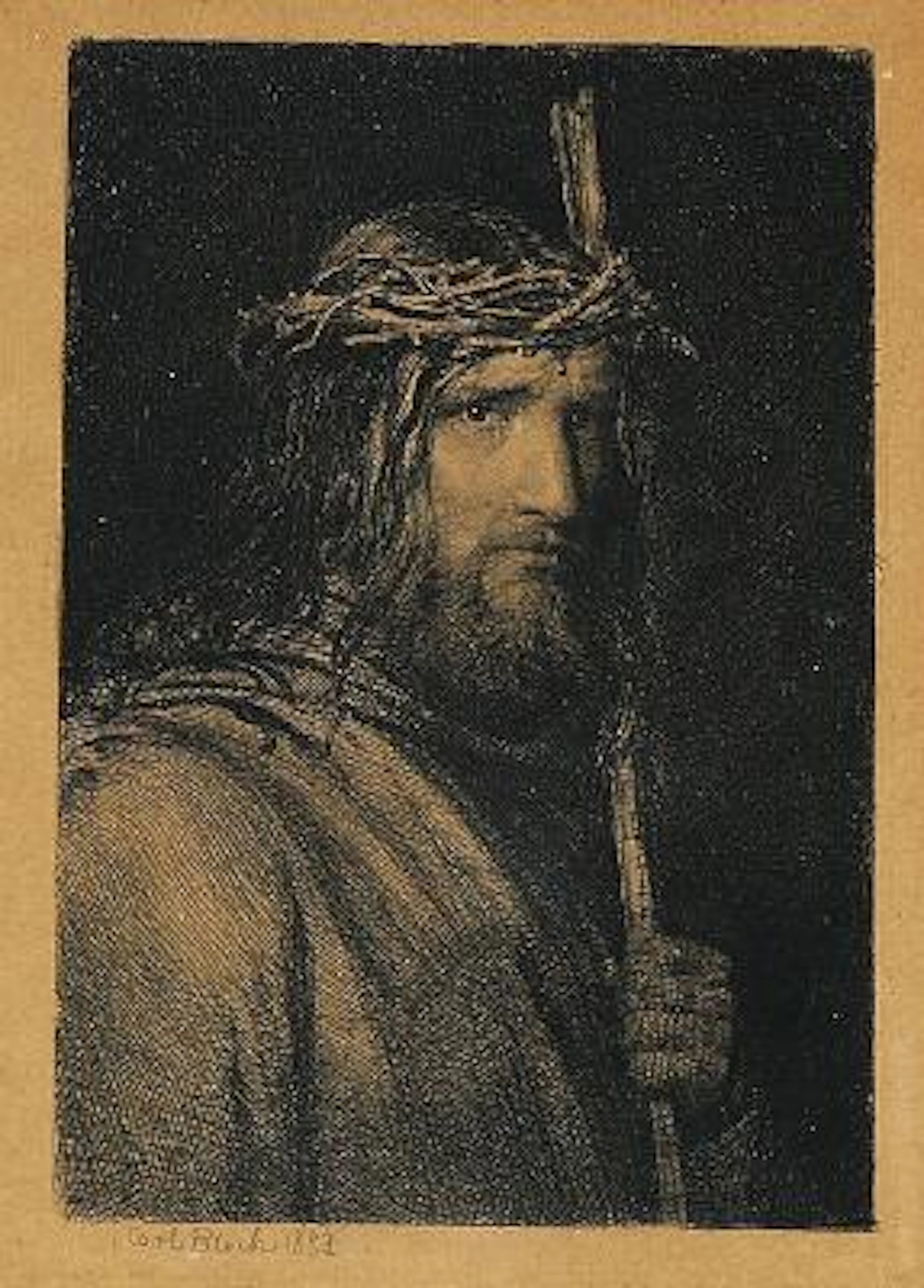 Carl Bloch: Christ with the Crown of Thorns. Signed and dated in print