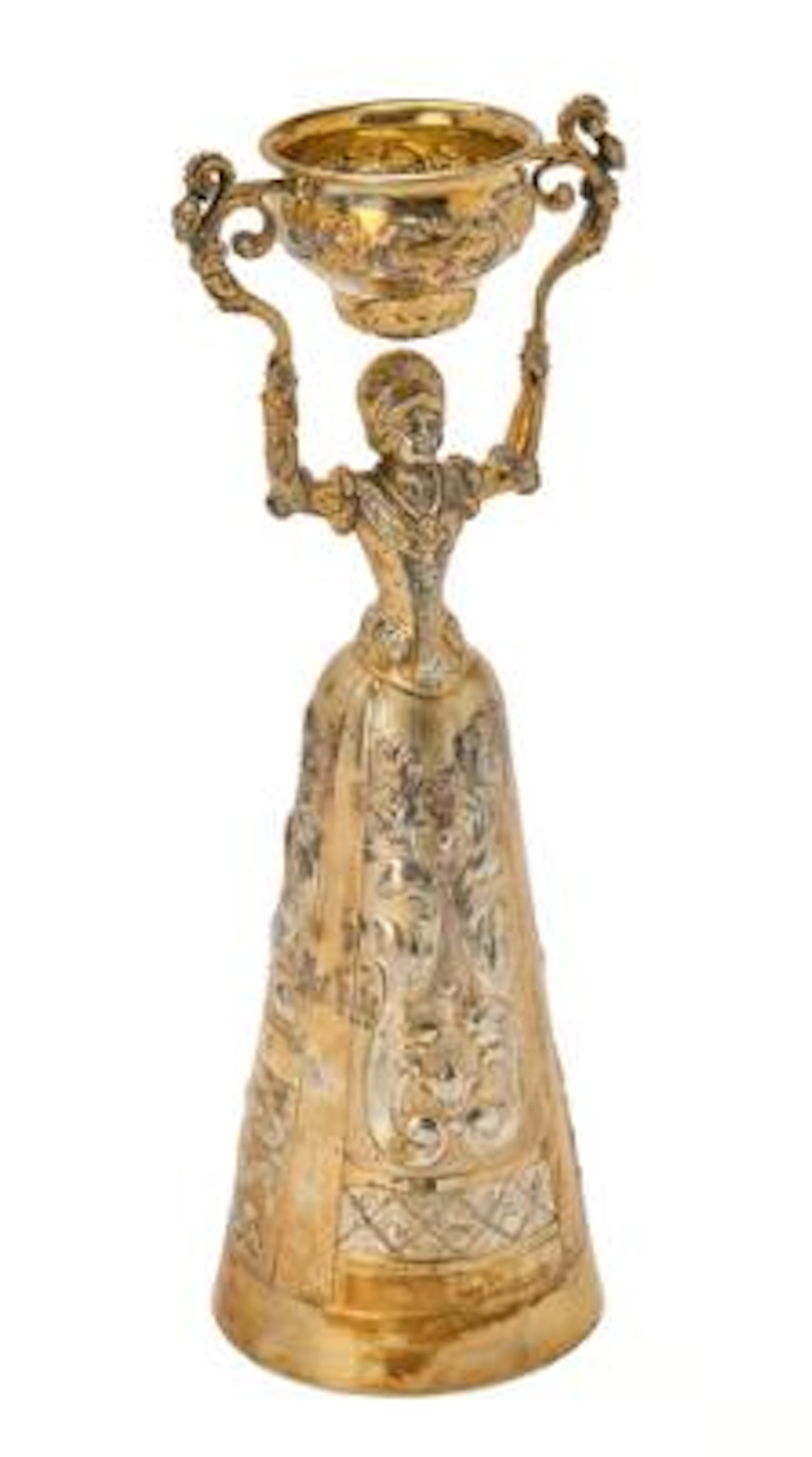 A German Rococo Revival parcel-gilt wedding beaker. Wilhelm Weinranch
