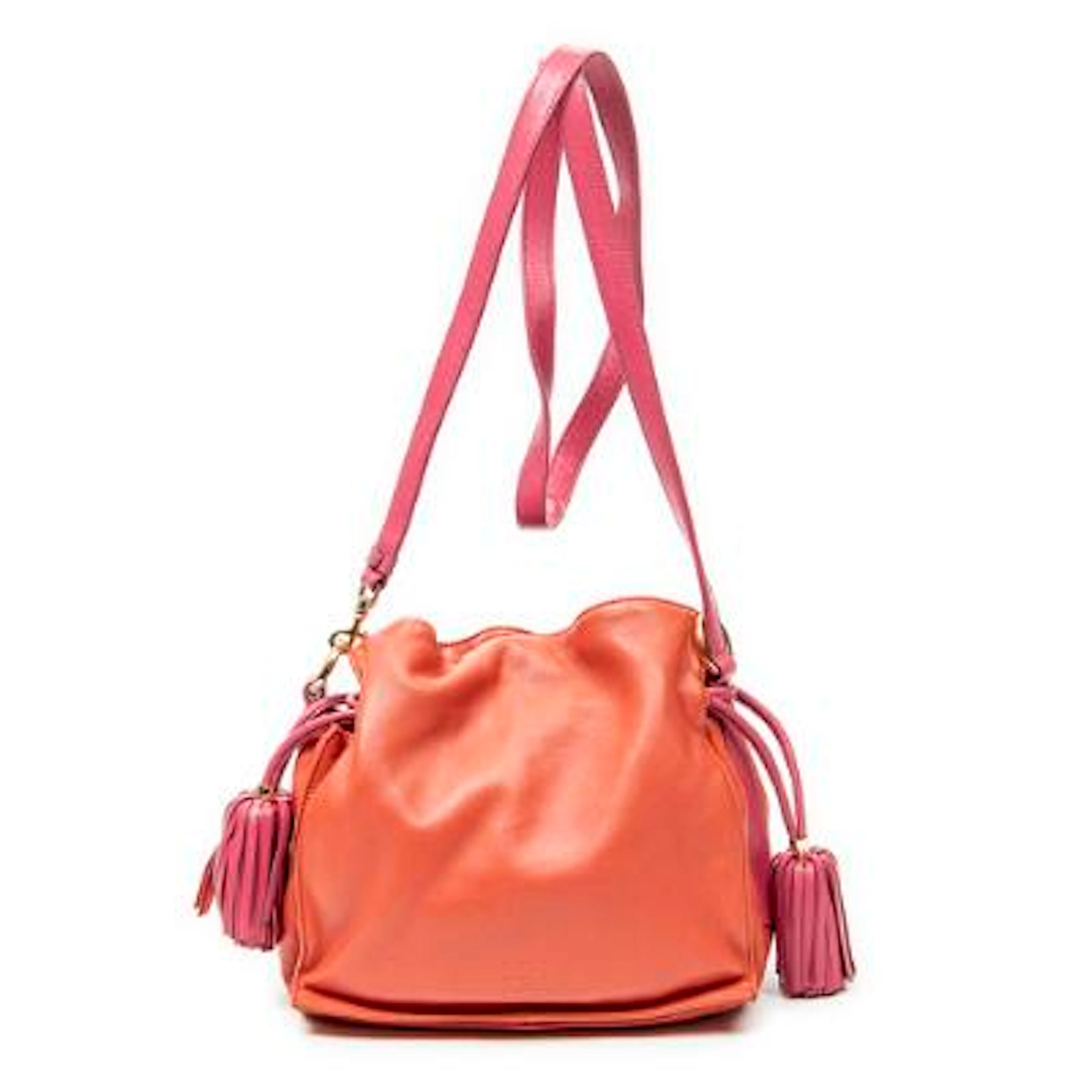 LOEWE: A "Bicolour Tassel Flamenco" in partially red and pink leather